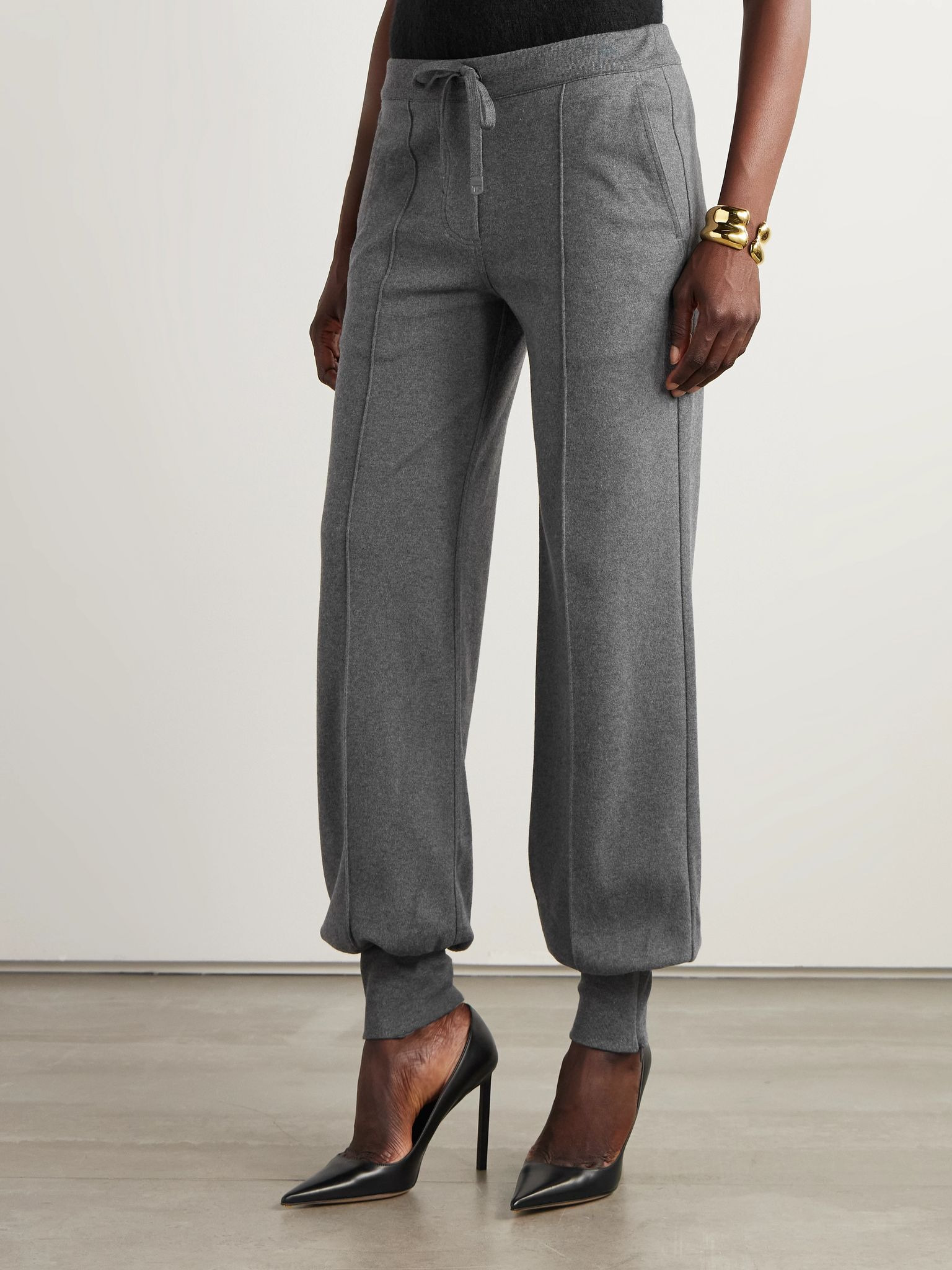Cotton-jersey tapered track pants Dark gray - 3