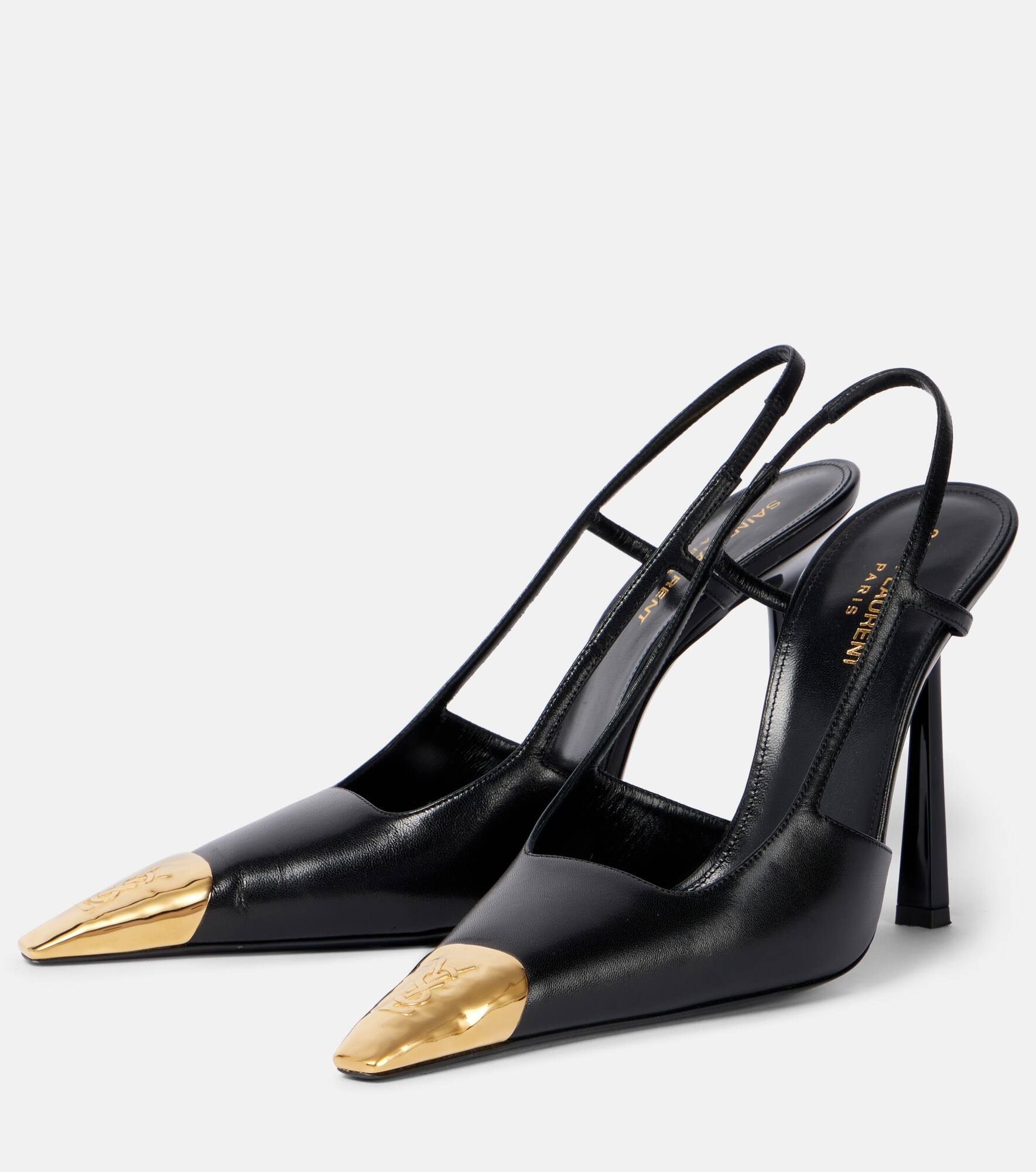 Jeanne 110 leather slingback pumps - 4