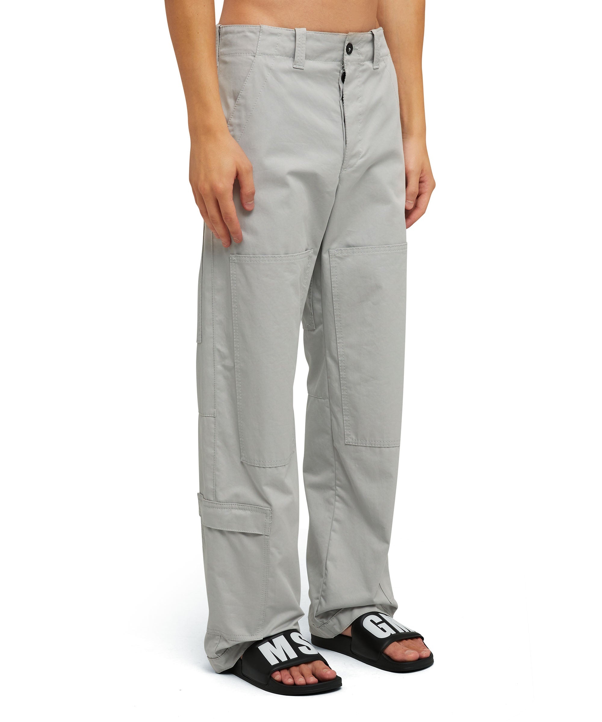 Solid color cotton worker pants - 4