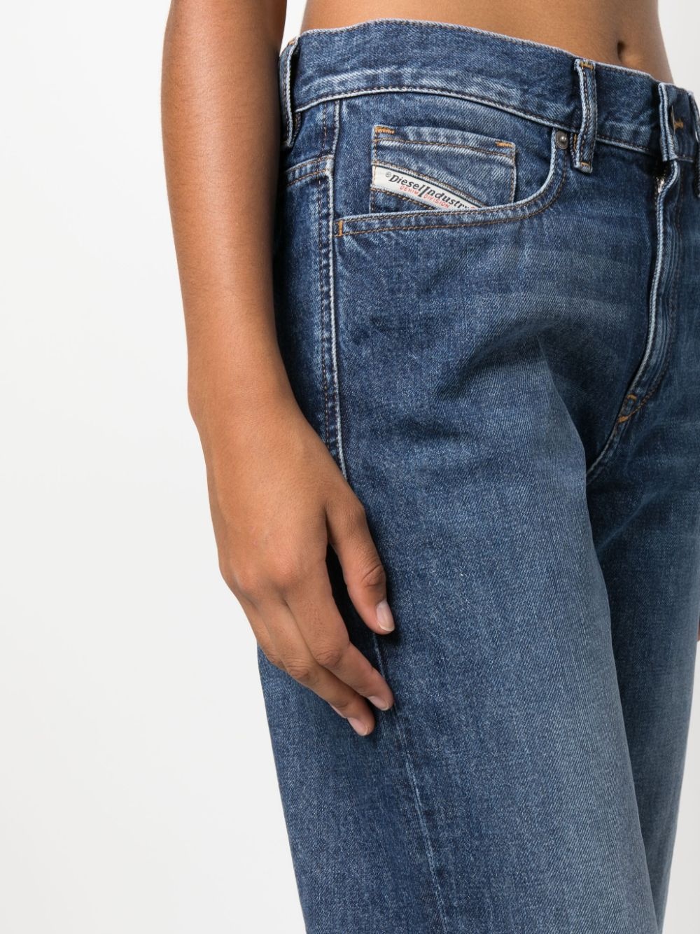 stonewashed straight-leg jeans - 5