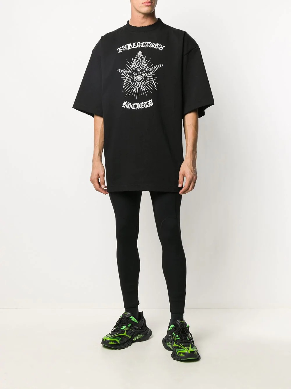 gothic-print oversized T-shirt - 2