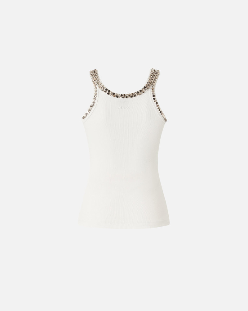 PINKO RIBBED TOP WITH BEJEWELLED EMBELLISHMENT outlook