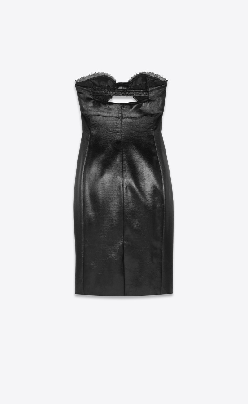 SAINT LAURENT strapless dress in lacquered satin outlook