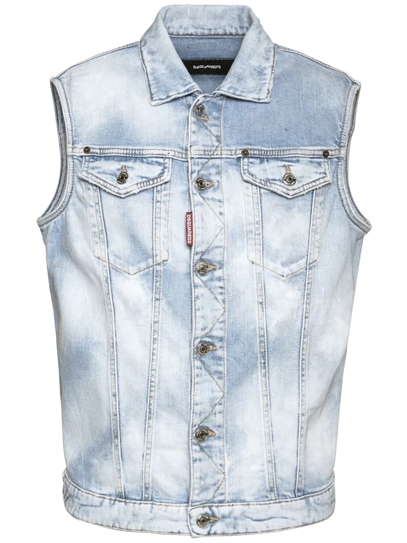 STRETCH COTTON DENIM VEST - 1