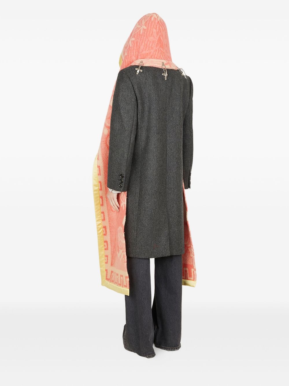 detachable-scarf wool coat - 4