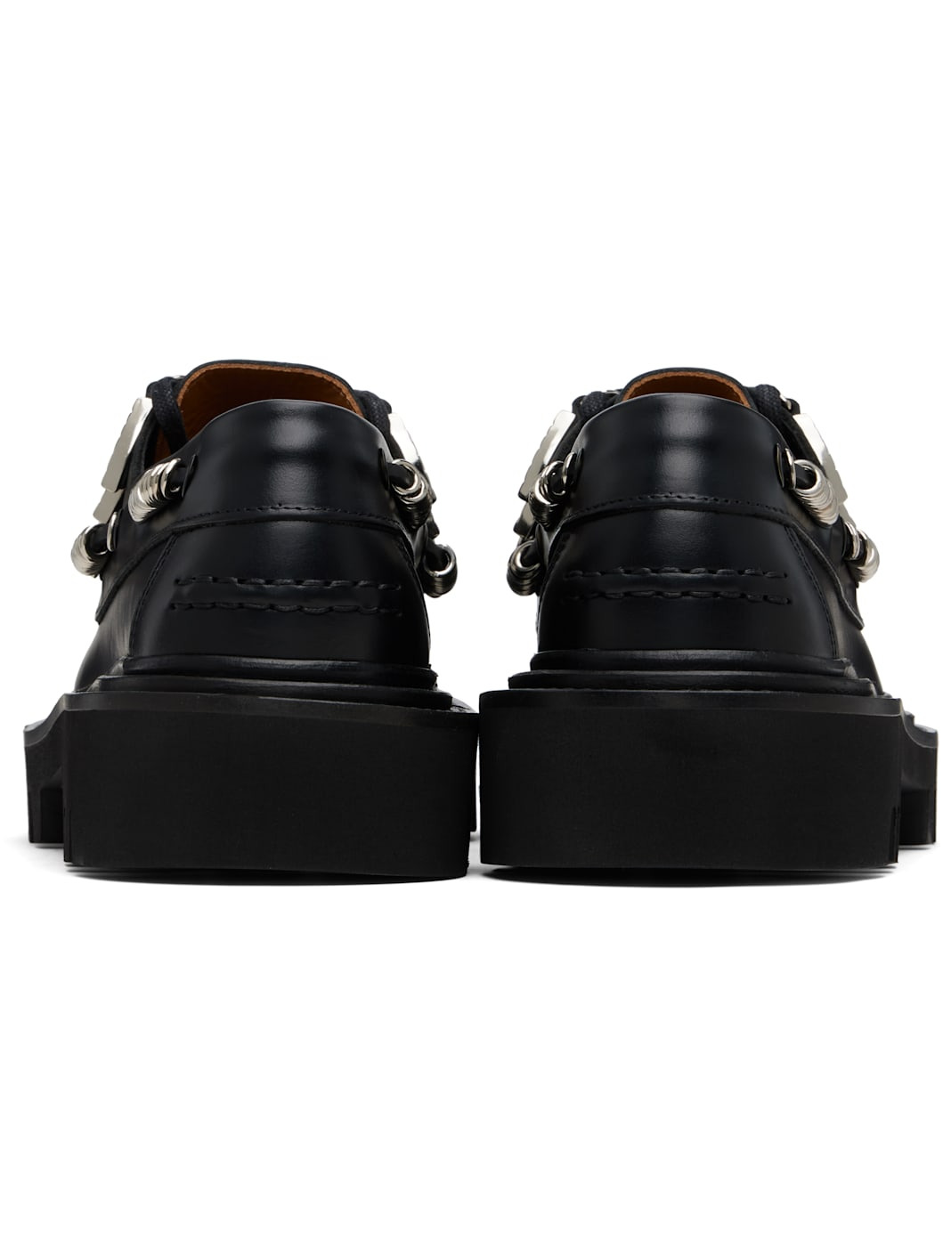 Black Hard Leather Boat Shoes - 2