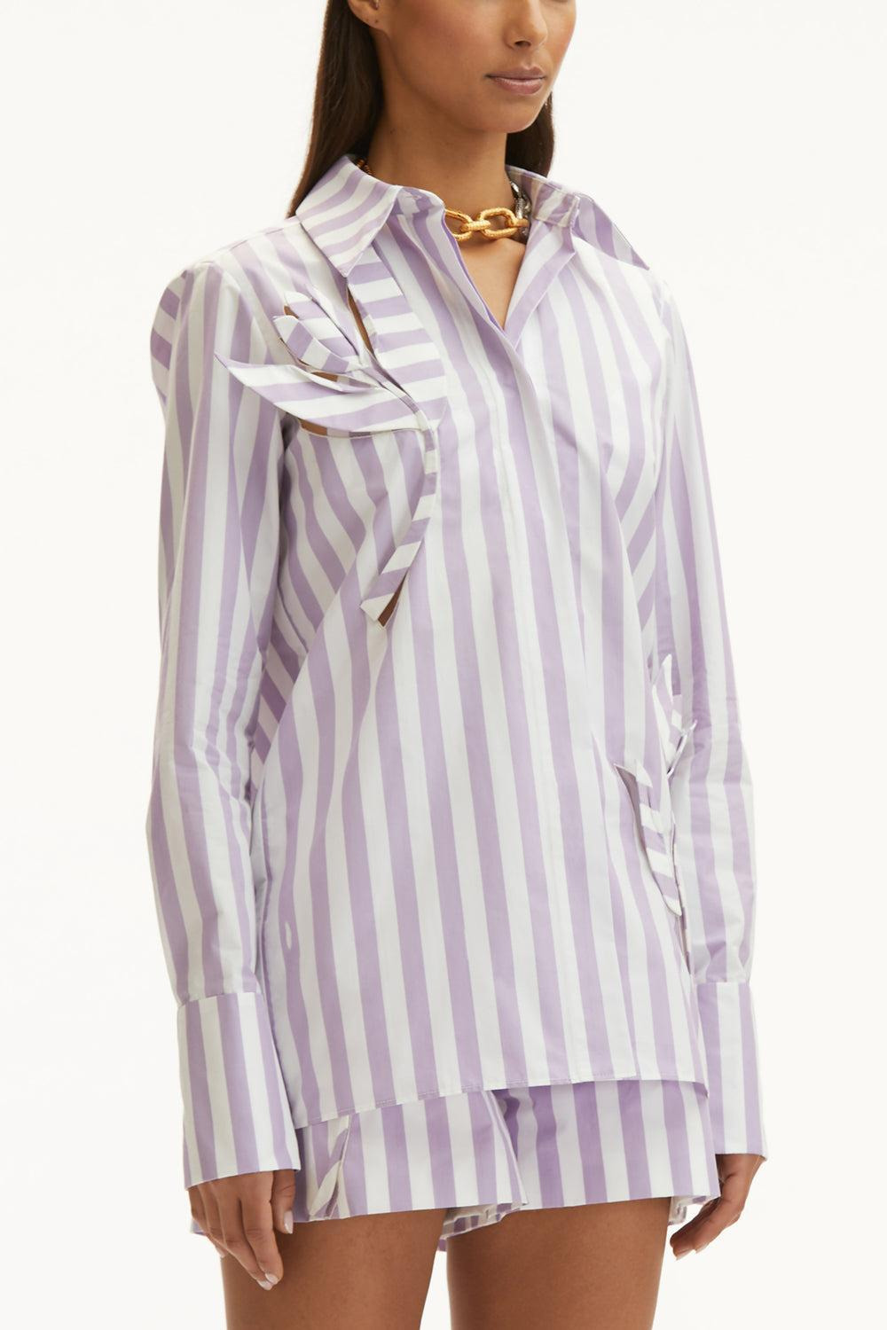 Striped Cut Out Short - 4