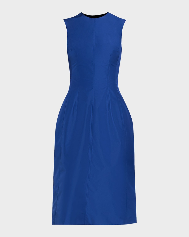 Sleeveless Structured Satin Midi Dress 1
