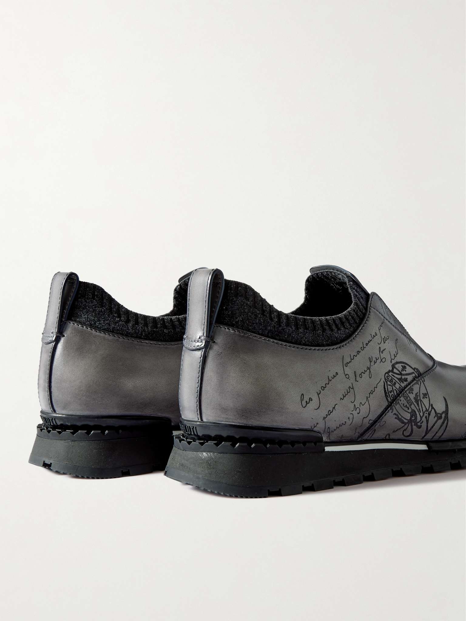 Scritto Cashmere-Trimmed Venezia Leather Slip-On Sneakers - 5