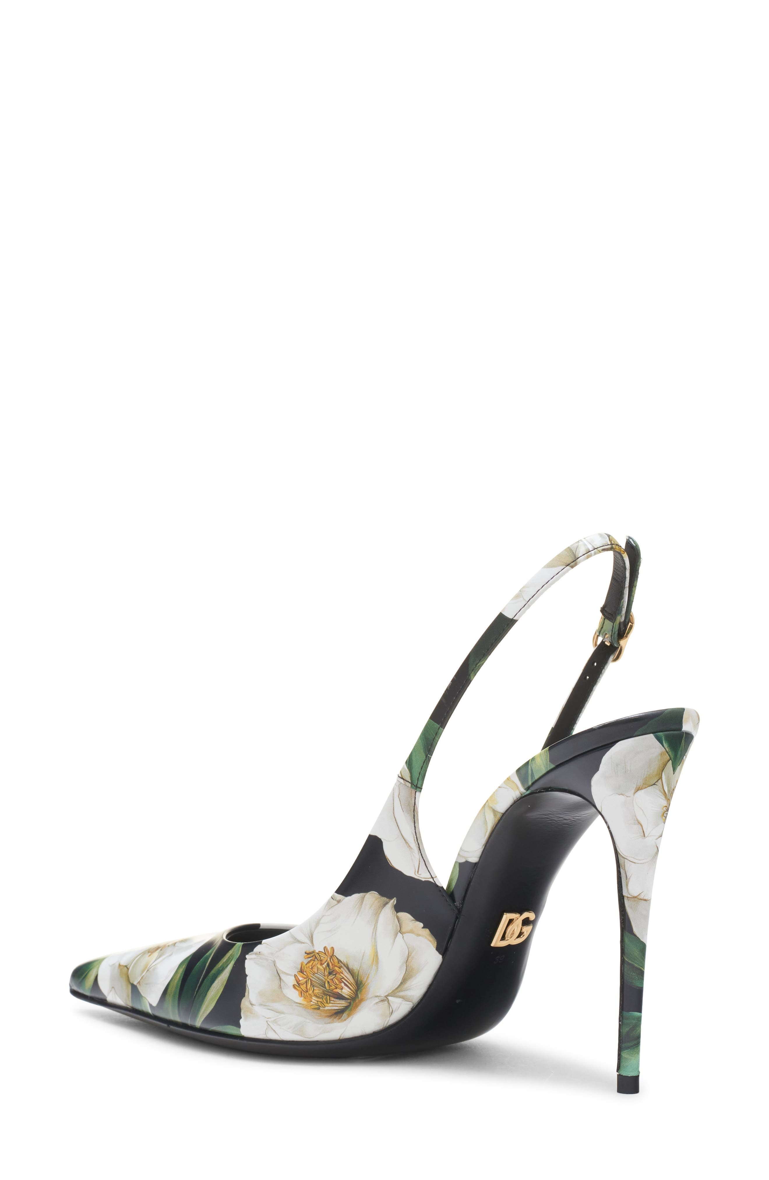Dolce&Gabbana Gardenia Print Slingback Pump in Gardenia F.nero at Nordstrom - 2