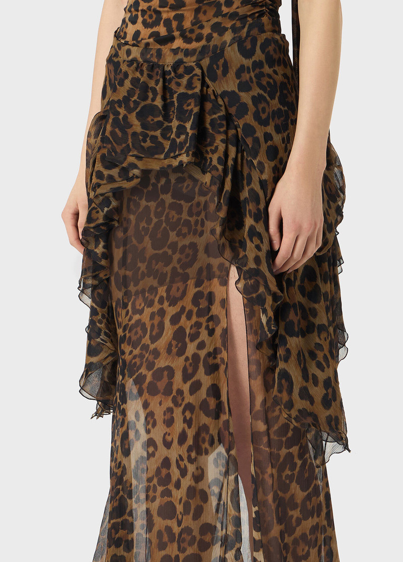 PRINTED CREPONNE SKIRT WITH RUFFLES AND SLIT 4
