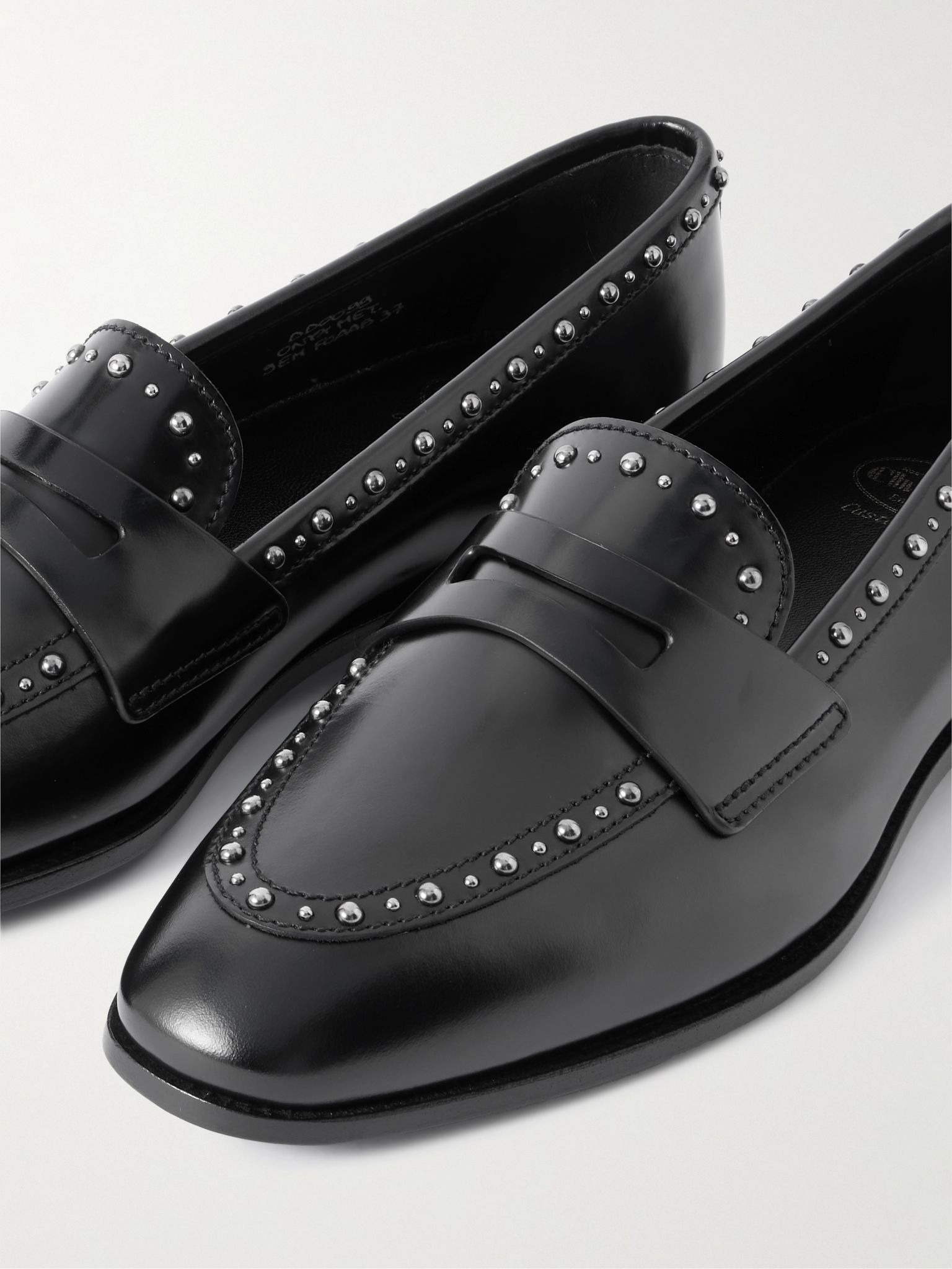 Onyx studded leather loafers Black - 4