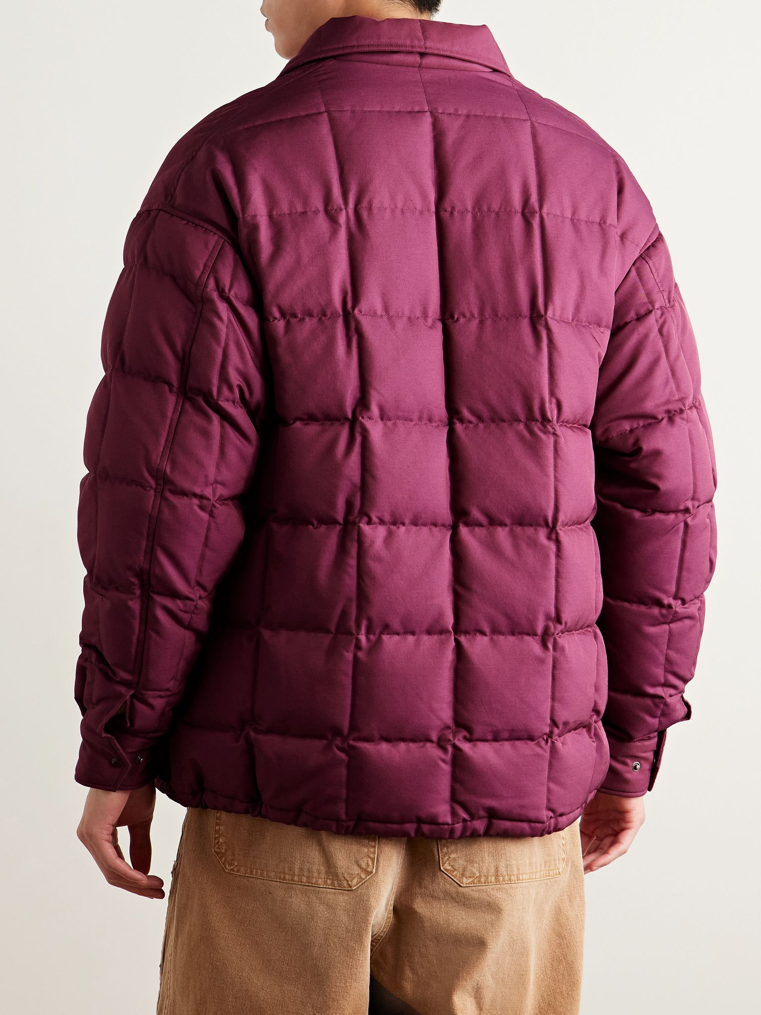 Coach Appliquéd Quilted Wool and Silk-Blend Twill Down Jacket Burgundy - 3