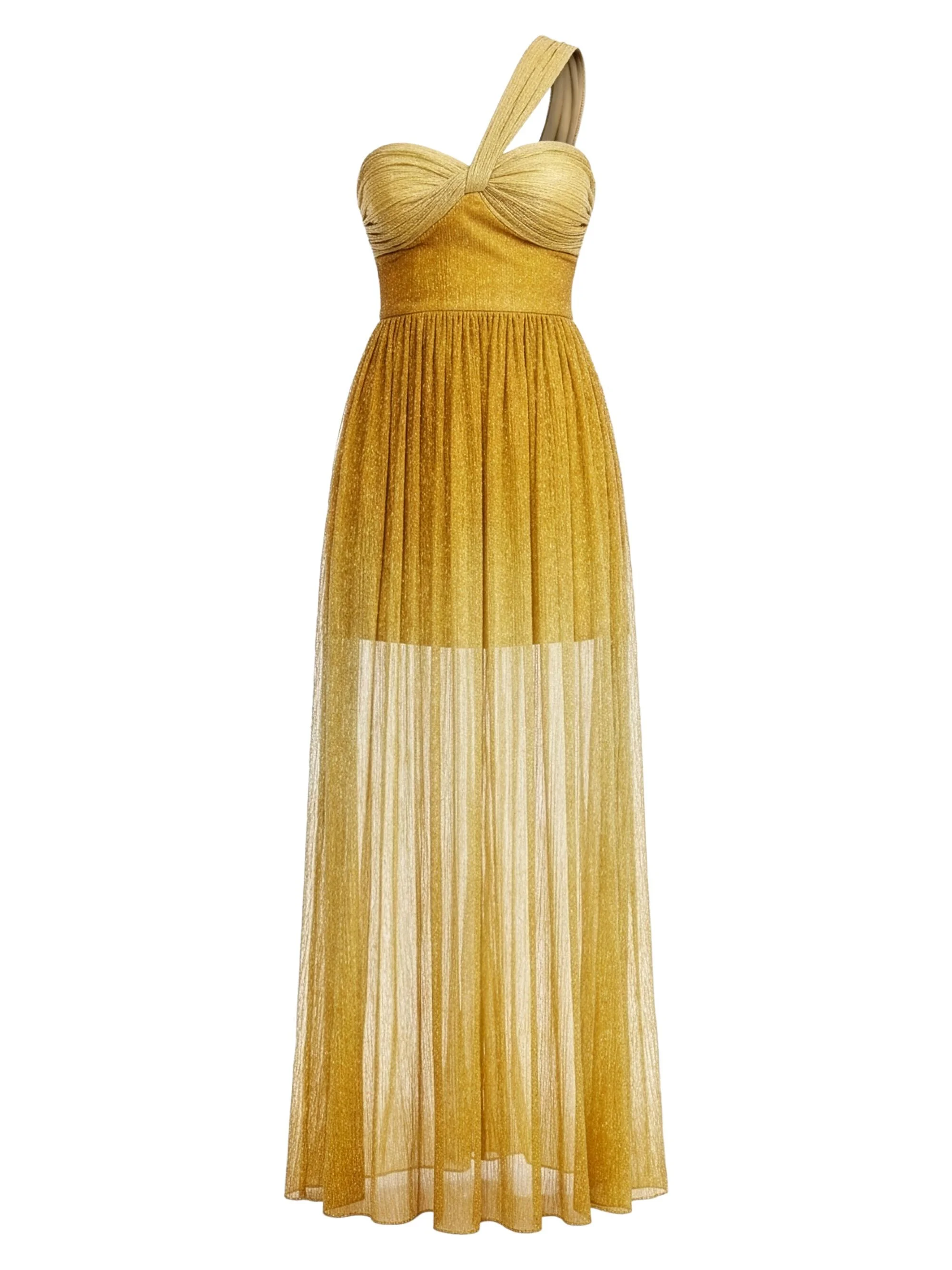Women's Idalia Metallic One-Shoulder Gown - Golden Haze - 1