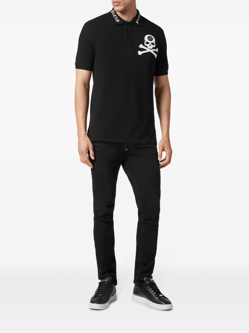 PHILIPP PLEIN skull-print cotton polo shirt outlook