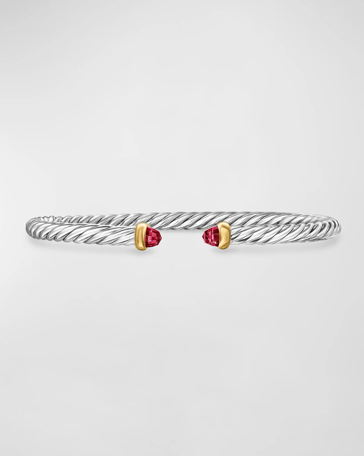 Cable Flex Bracelet with Gemstone in Silver and 14K Gold - 1