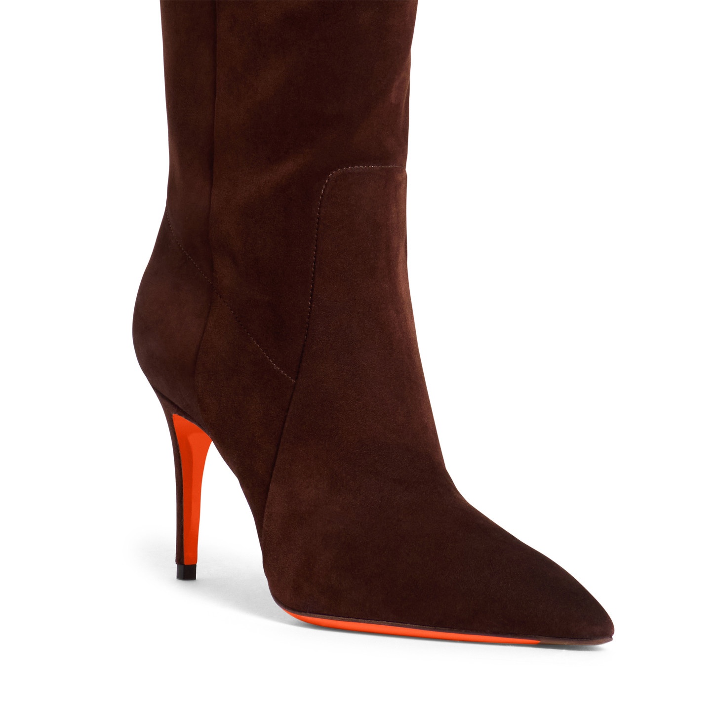 Women's dark brown suede high-heel boot - 6