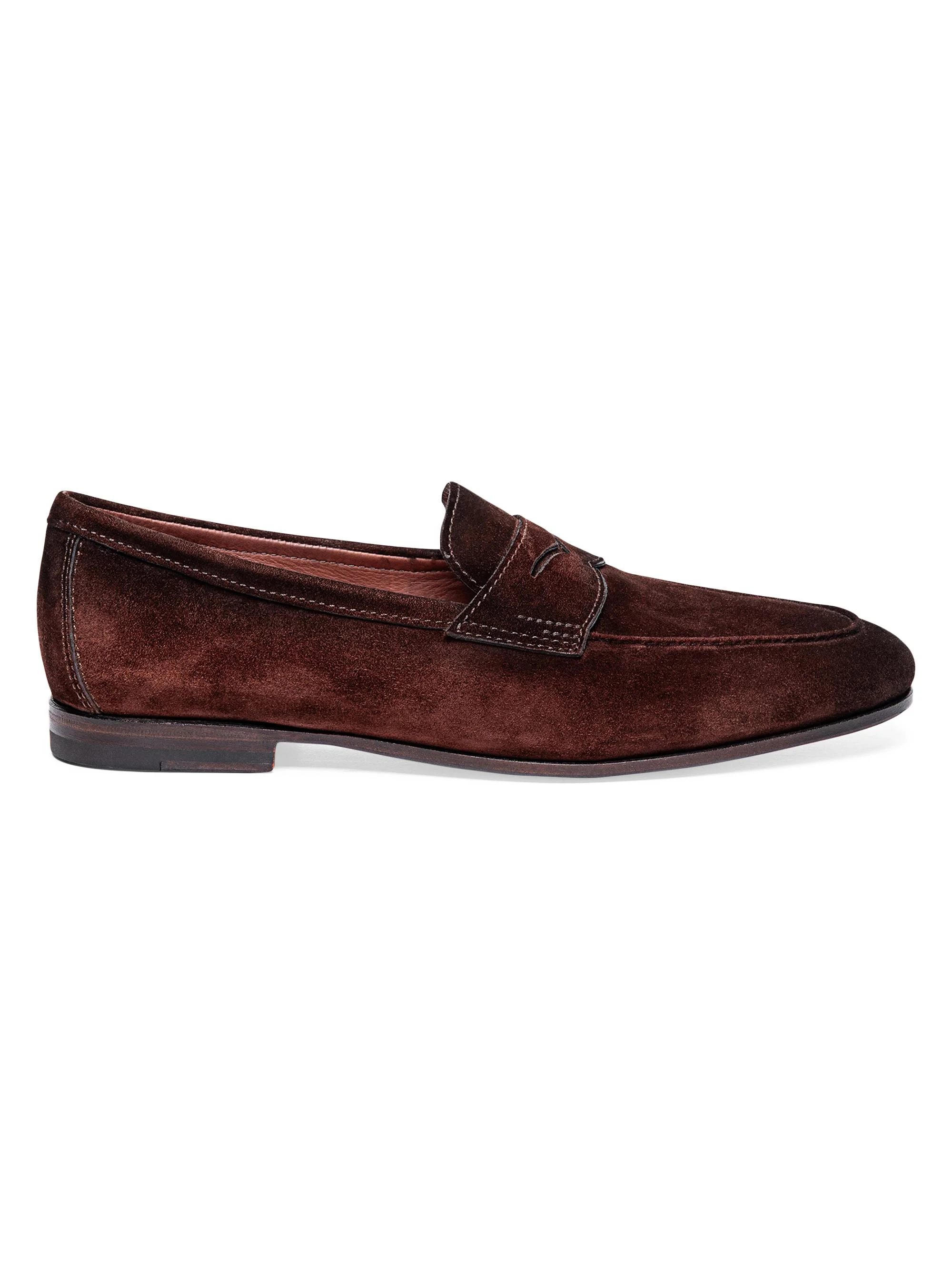 Men's Carlos Suede Penny Loafers - Brown - 1