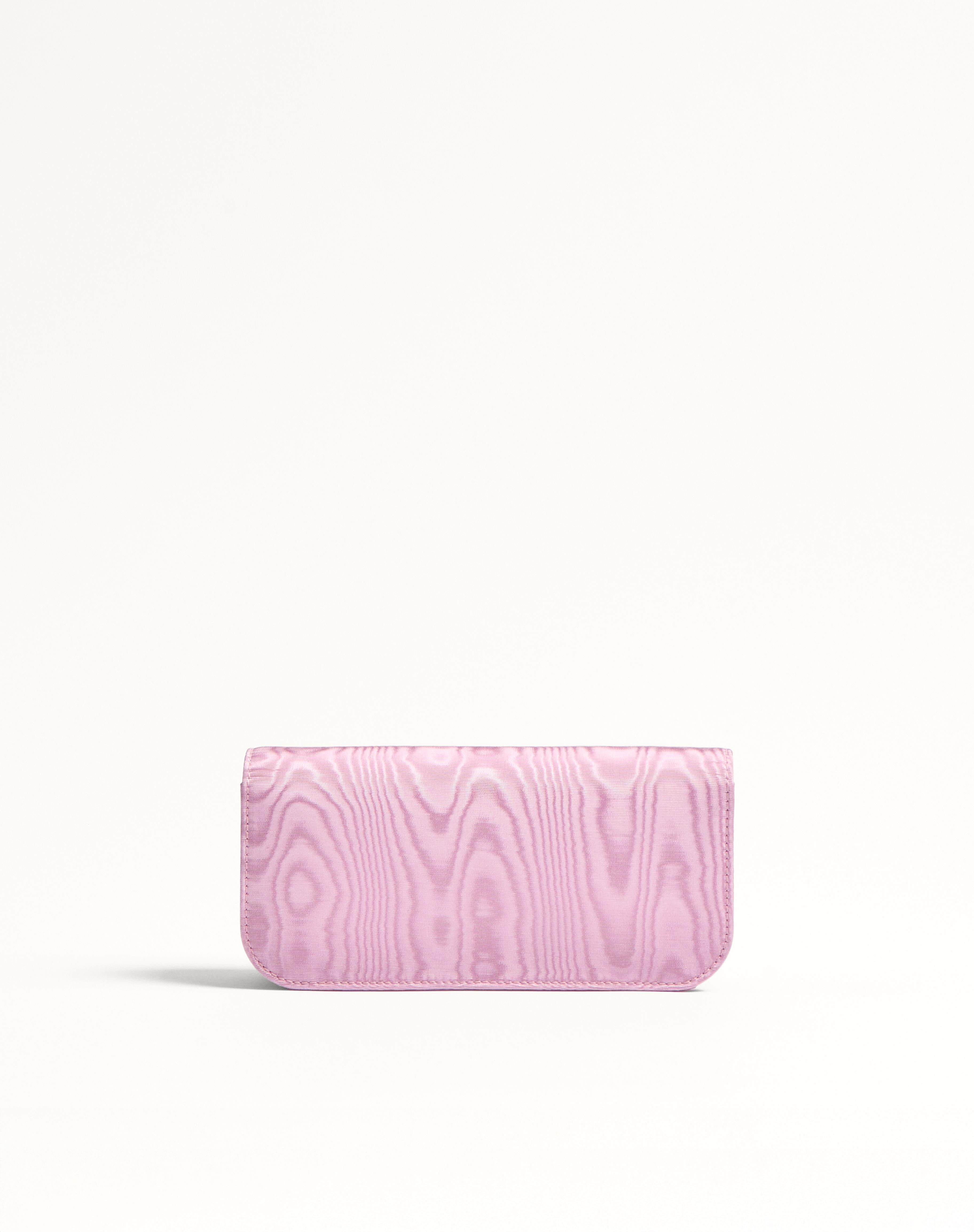 VALENTINO GARAVANI LOCÒ MOIRÉ FABRIC CLUTCH WITH JEWEL LOGO - 5