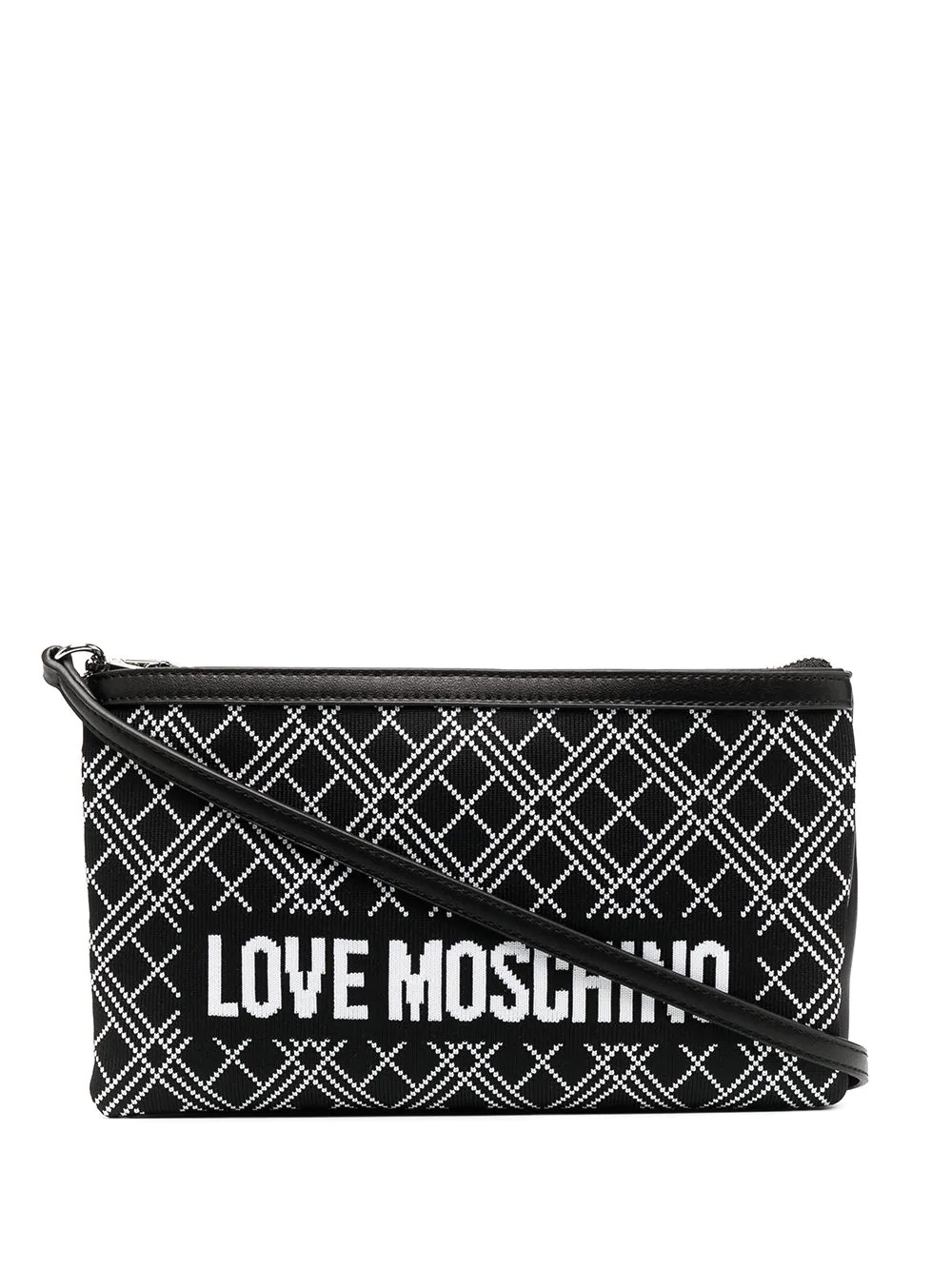 diamond-knit logo clutch bag - 1