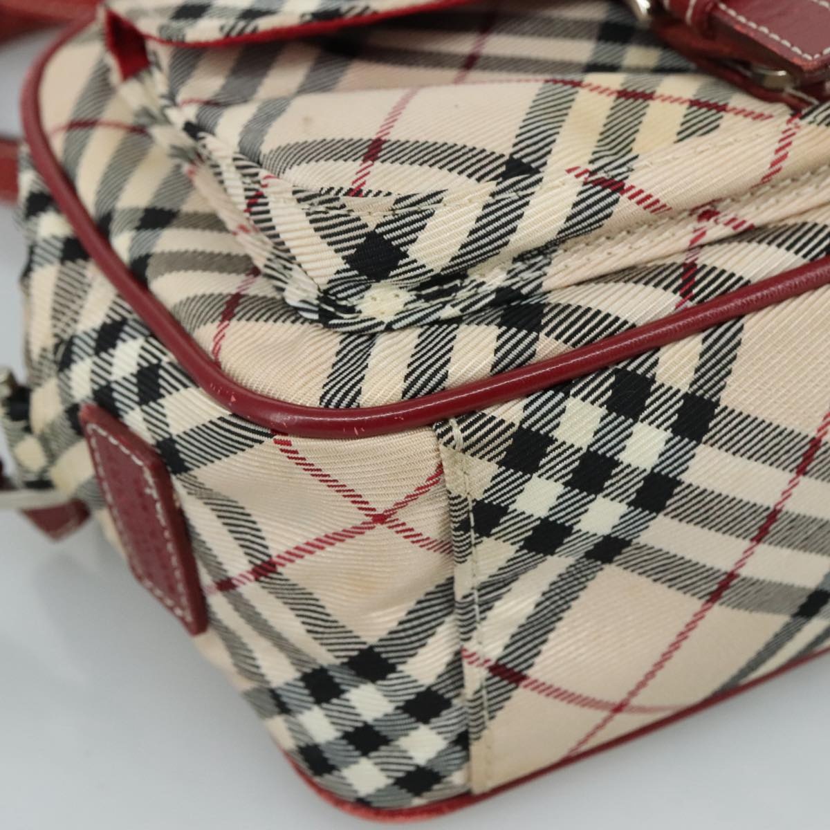 Burberry Nova Check Blue Label Shoulder Bag Nylon Beige Silver - 11