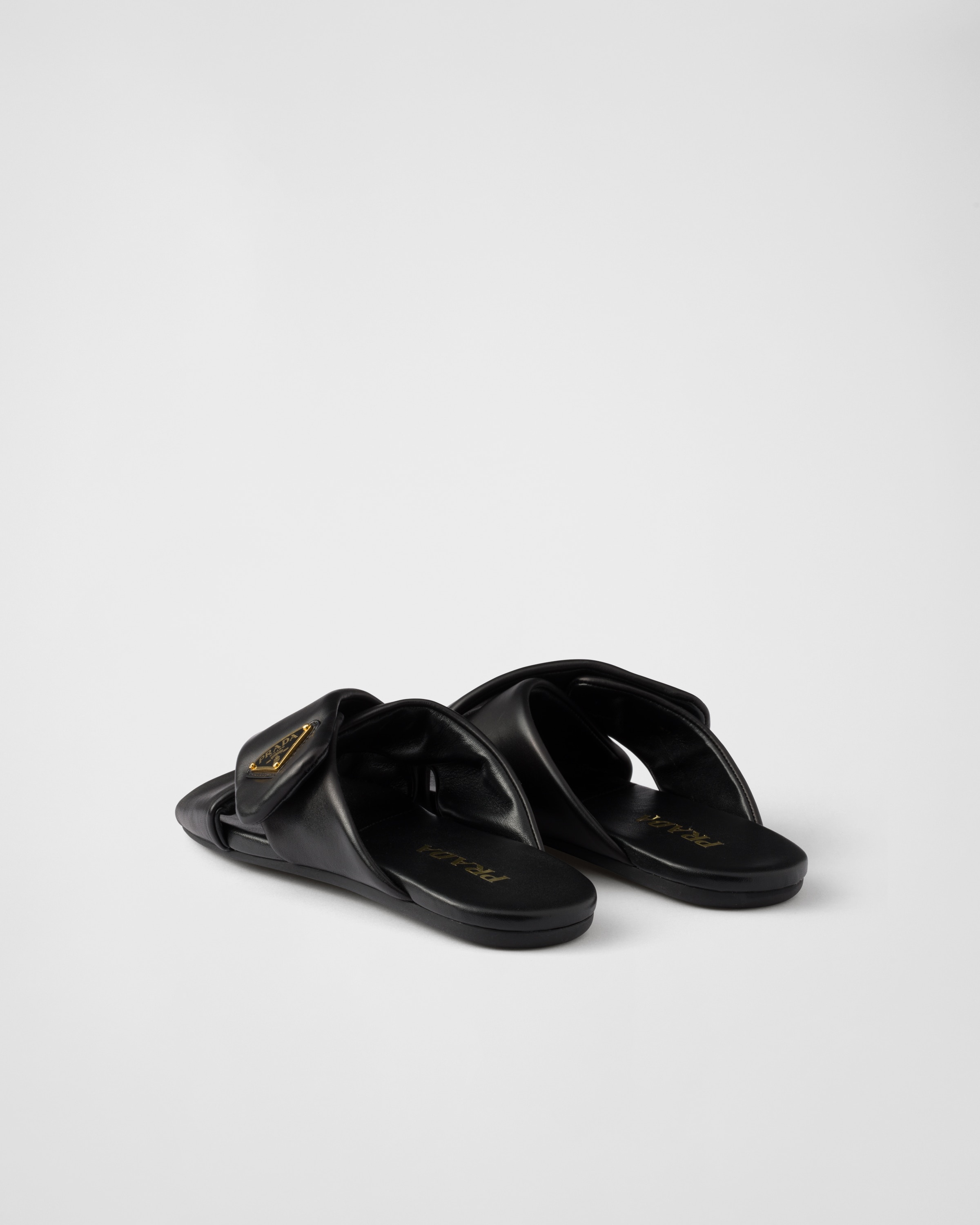 Padded nappa leather slides - 4