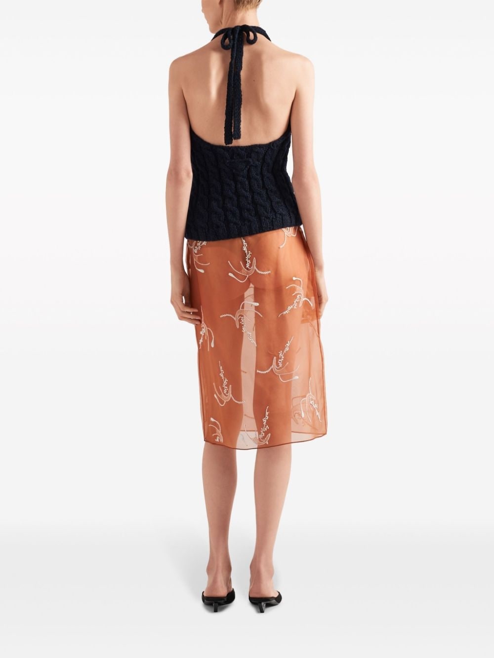 embroidered organza midi skirt - 3