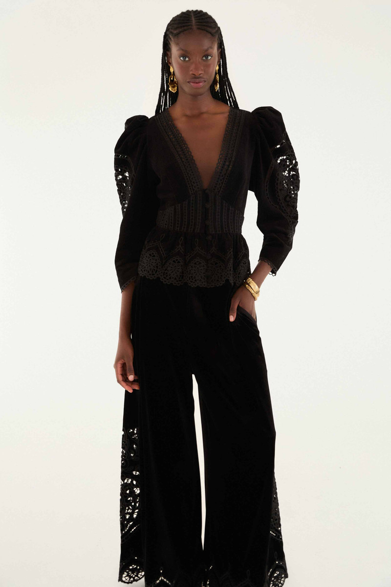 Black Artichoke Heart Richelieu Pants 3