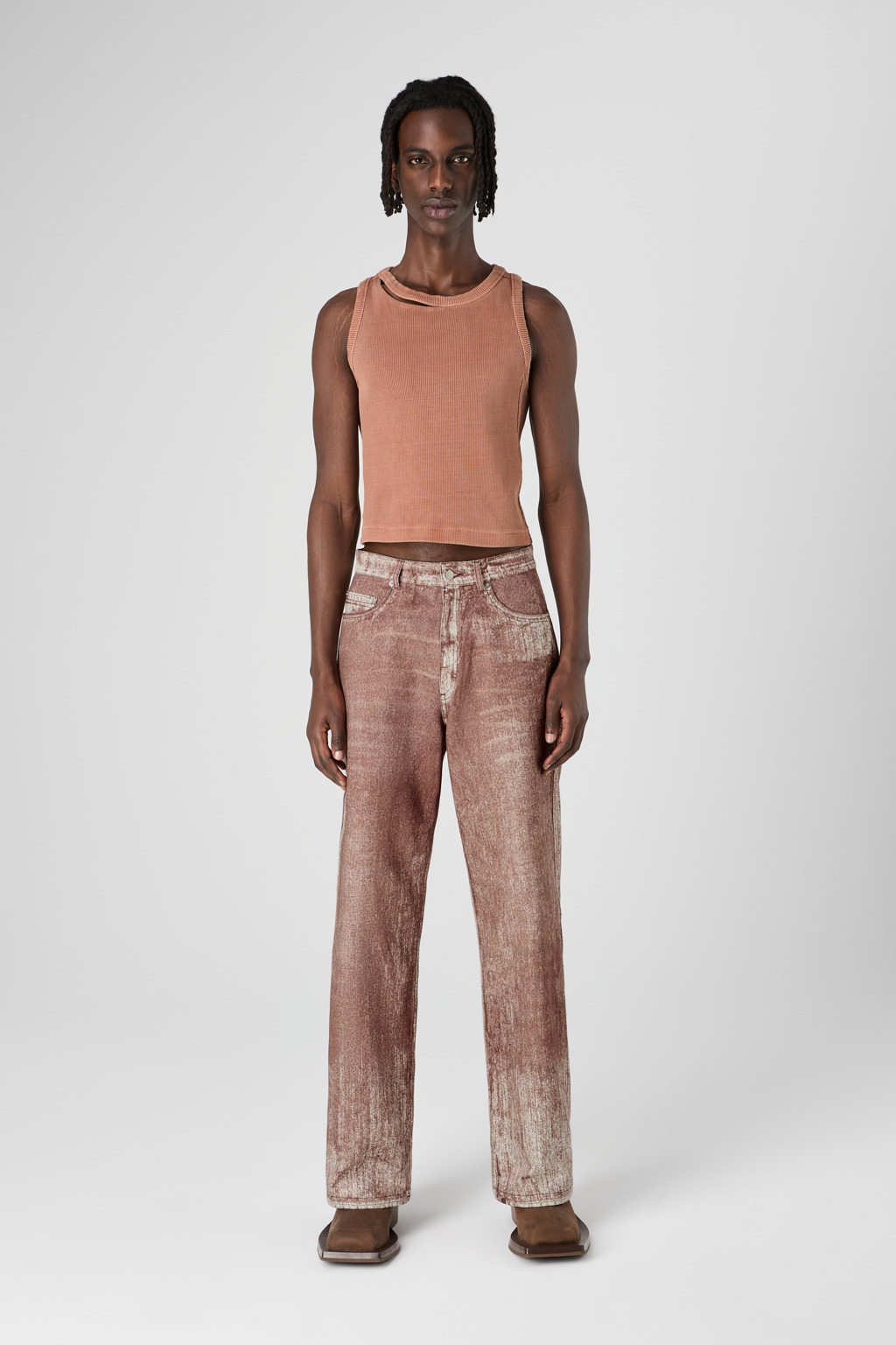 Terracotta Paint Print Denim Jeans - 2