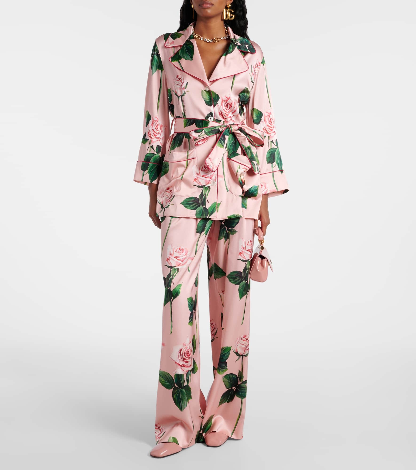Floral silk-blend satin palazzo pants - 2