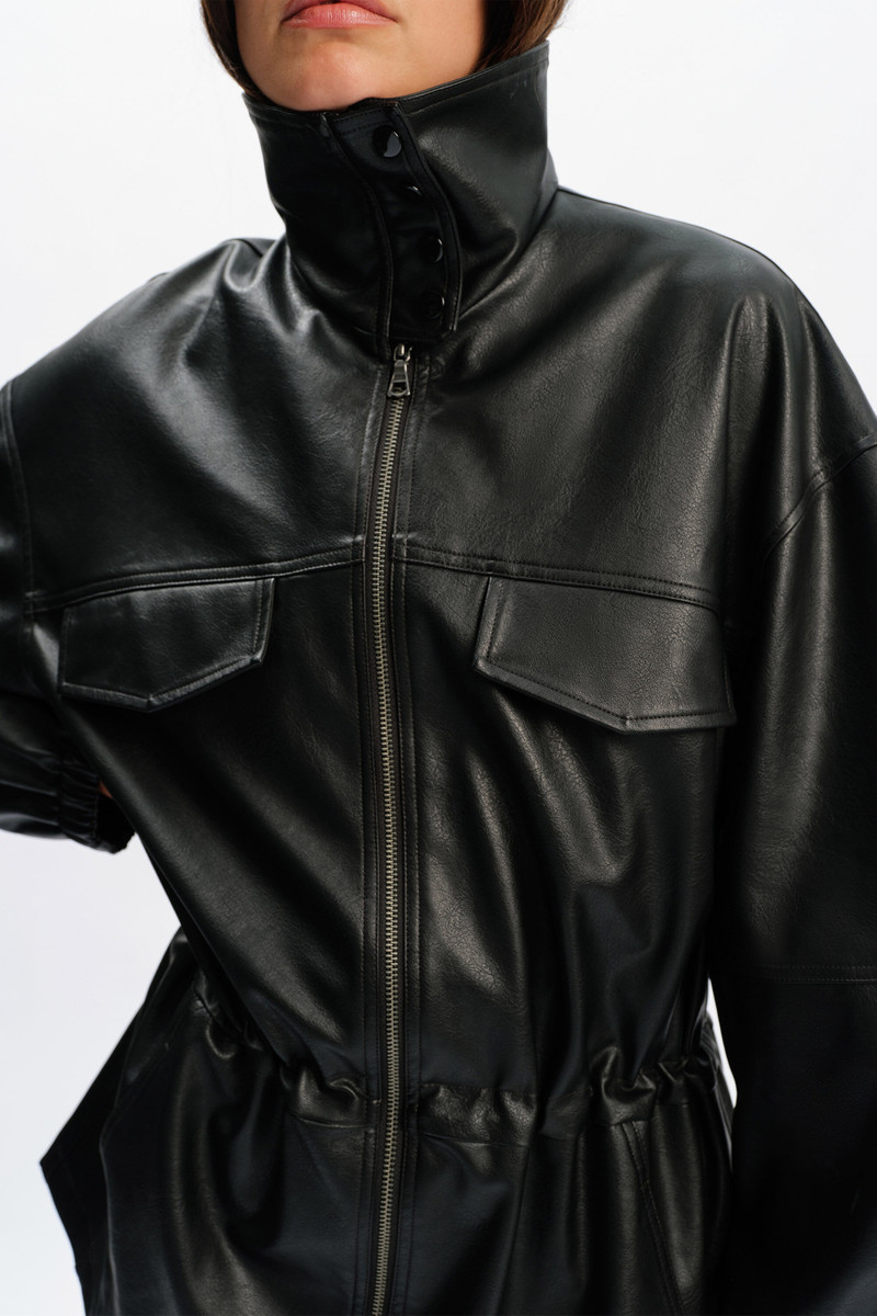 Anja Vegan Leather Jacket In Black 3