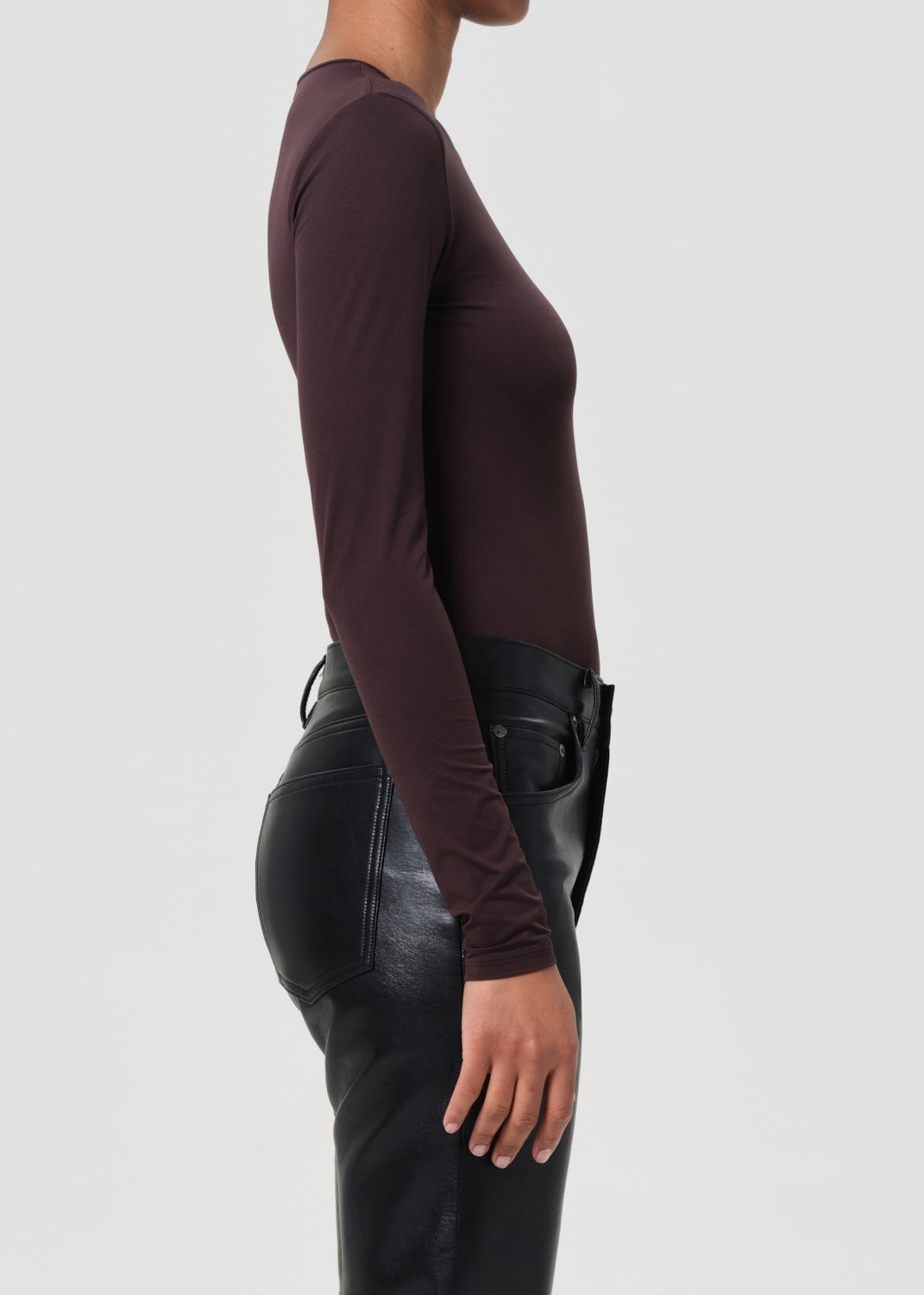 AURA LONG SLEEVE BODYSUIT IN CHOCOLATE - 4
