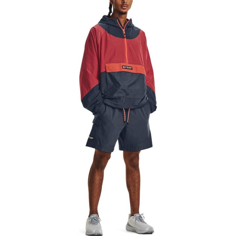 Under Armour Rush Woven 1/2 Zip Anorak Jacket 'Red Grey' 1377183-044 - 3