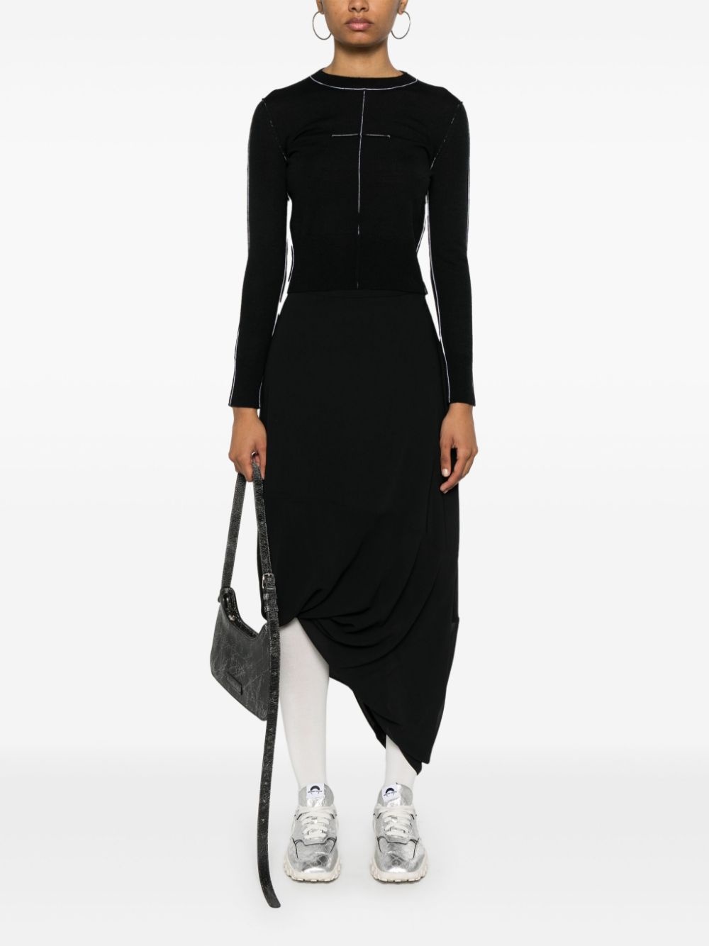 asymmetric draped midi skirt - 2
