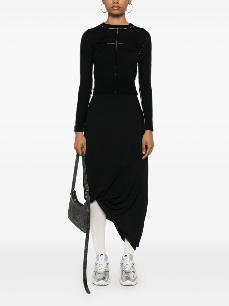 MM6 Maison Margiela asymmetric draped midi skirt outlook