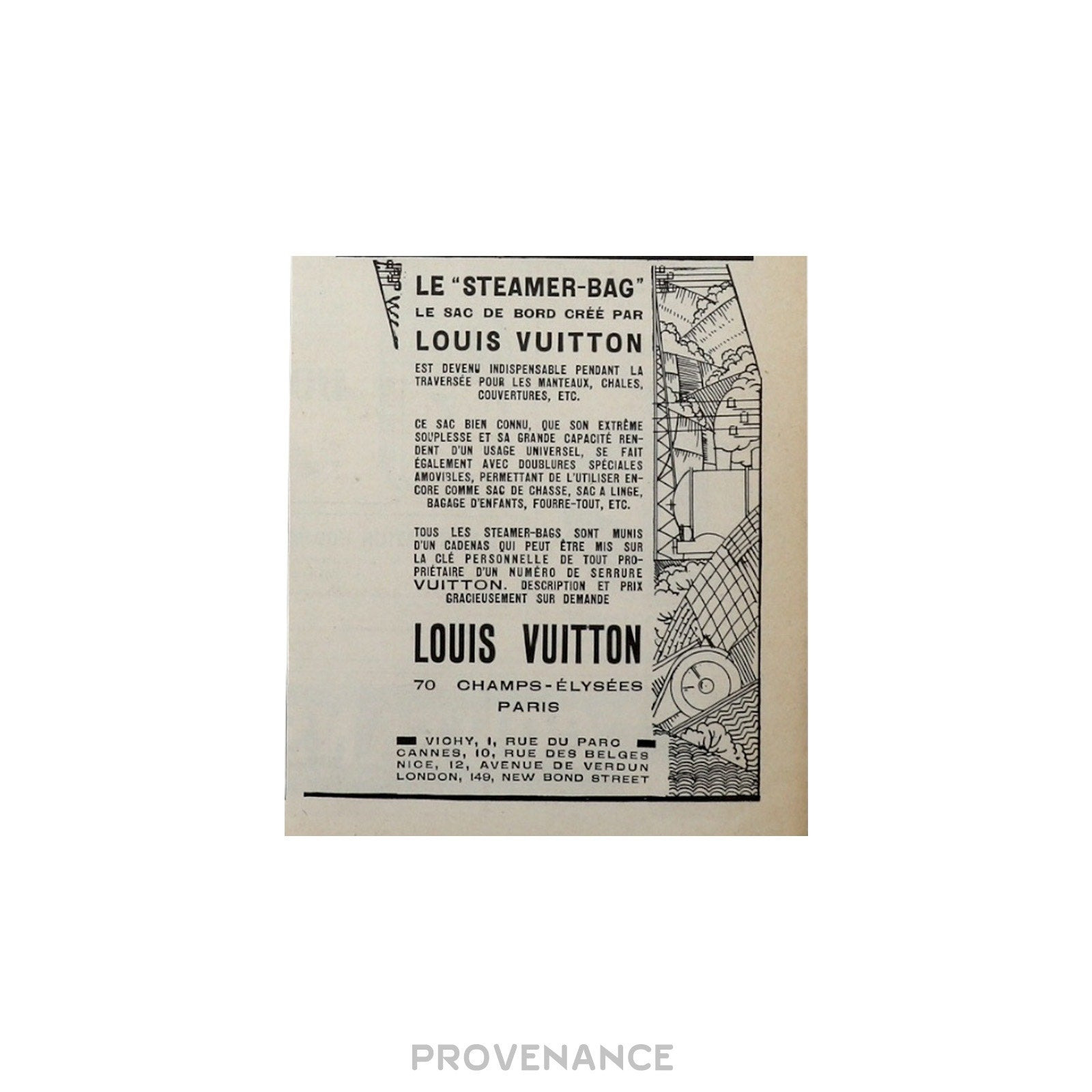 Louis Vuitton Antique Vintage Newsprint Ad - STEAMER-BAG - 8