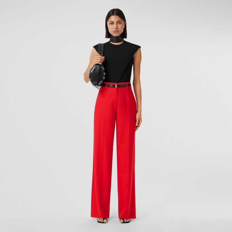 Monogram Motif Wool Wide-leg Trousers 5