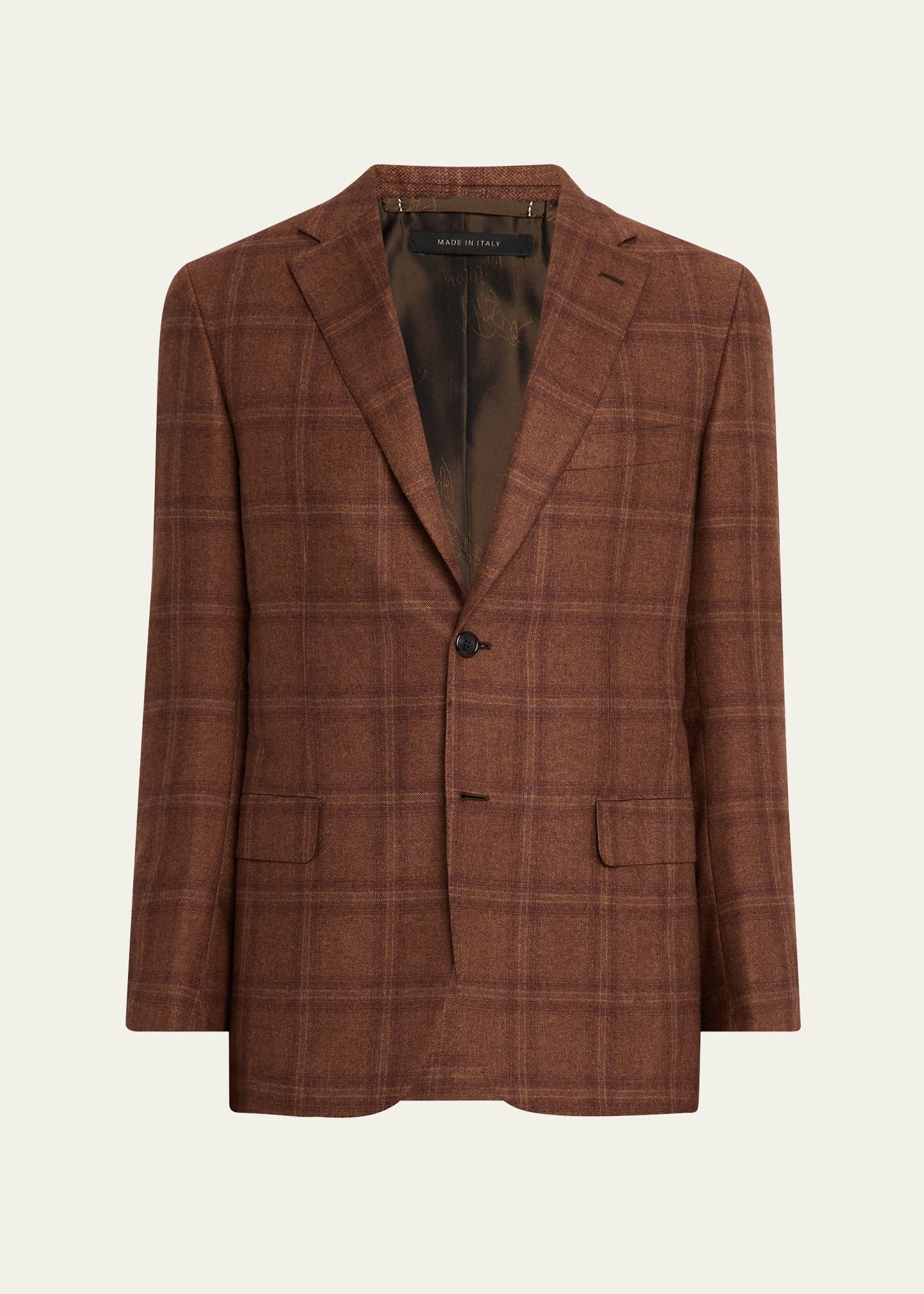 Men's Silk and Cashmere Tonal Plaid Sport Coat - 1