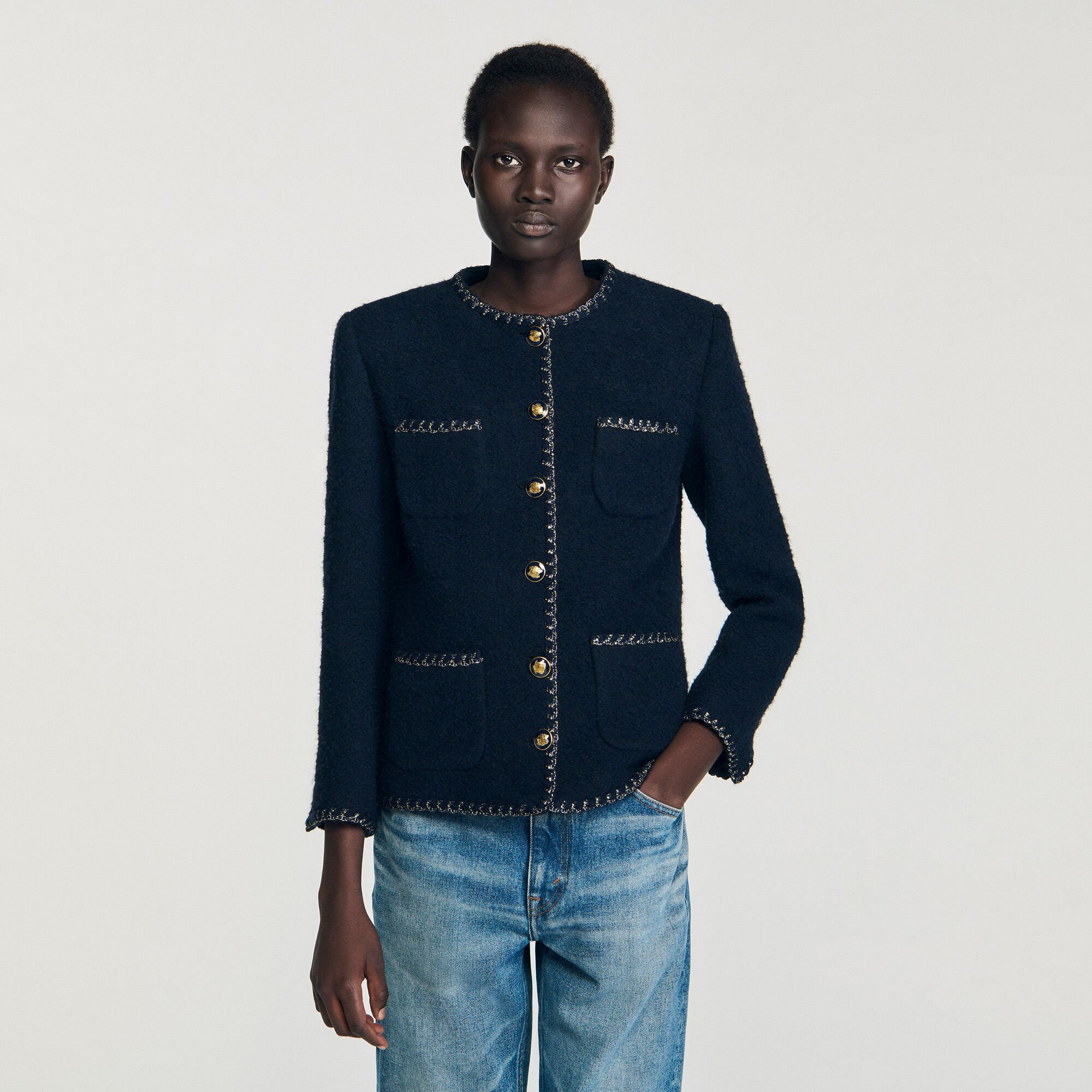 TWEED JACKET WITH REMOVABLE COLLAR - 4