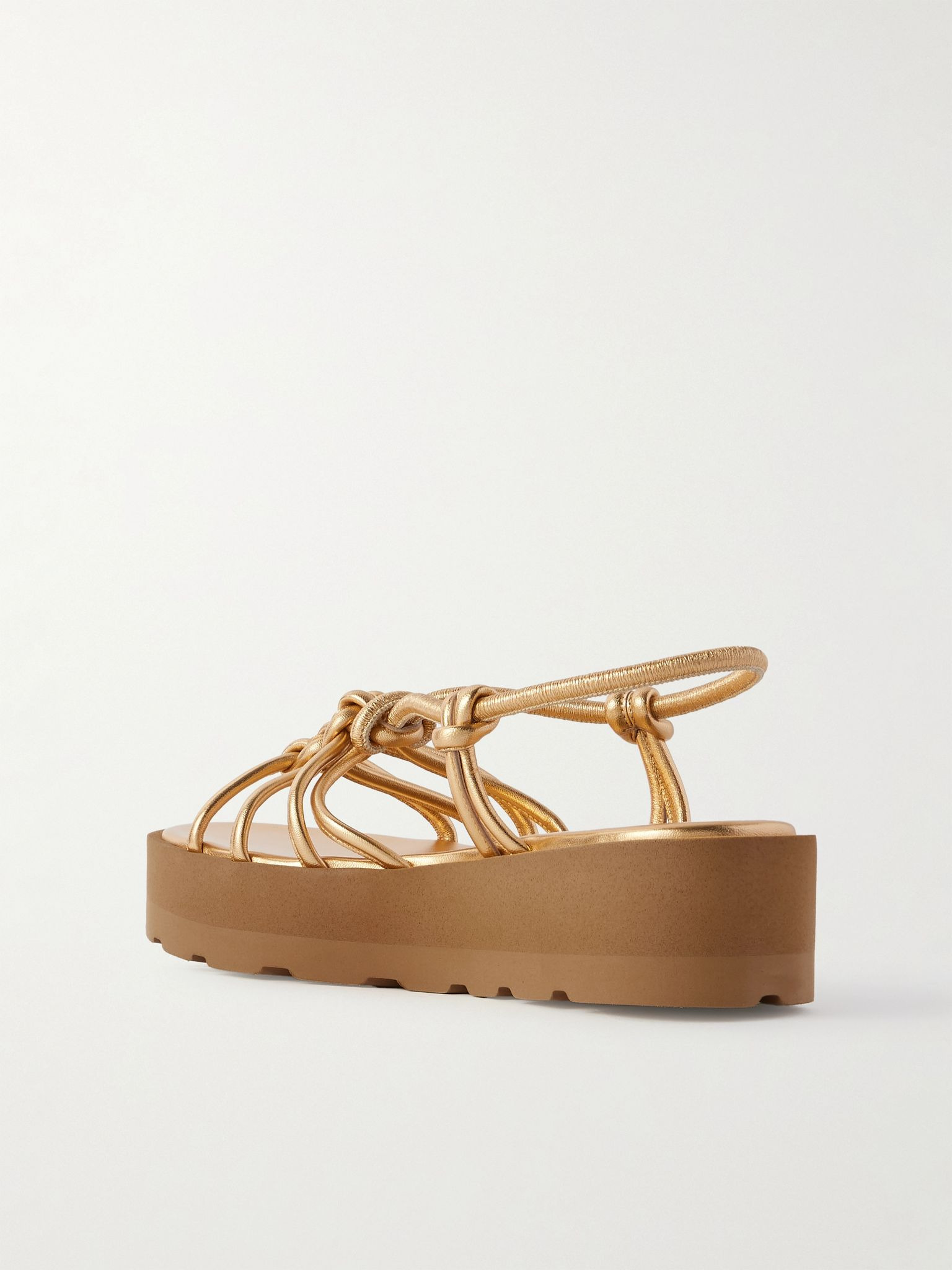 Hebe 45 knotted metallic leather platform sandals Gold - 3