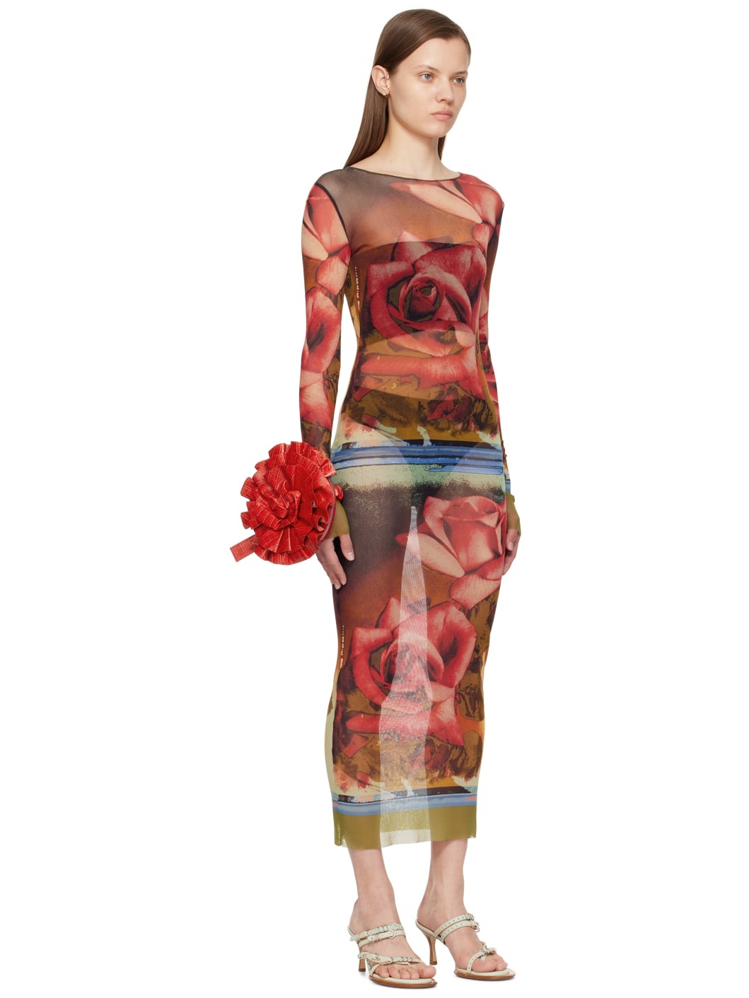 Red & Green Roses Maxi Dress - 2