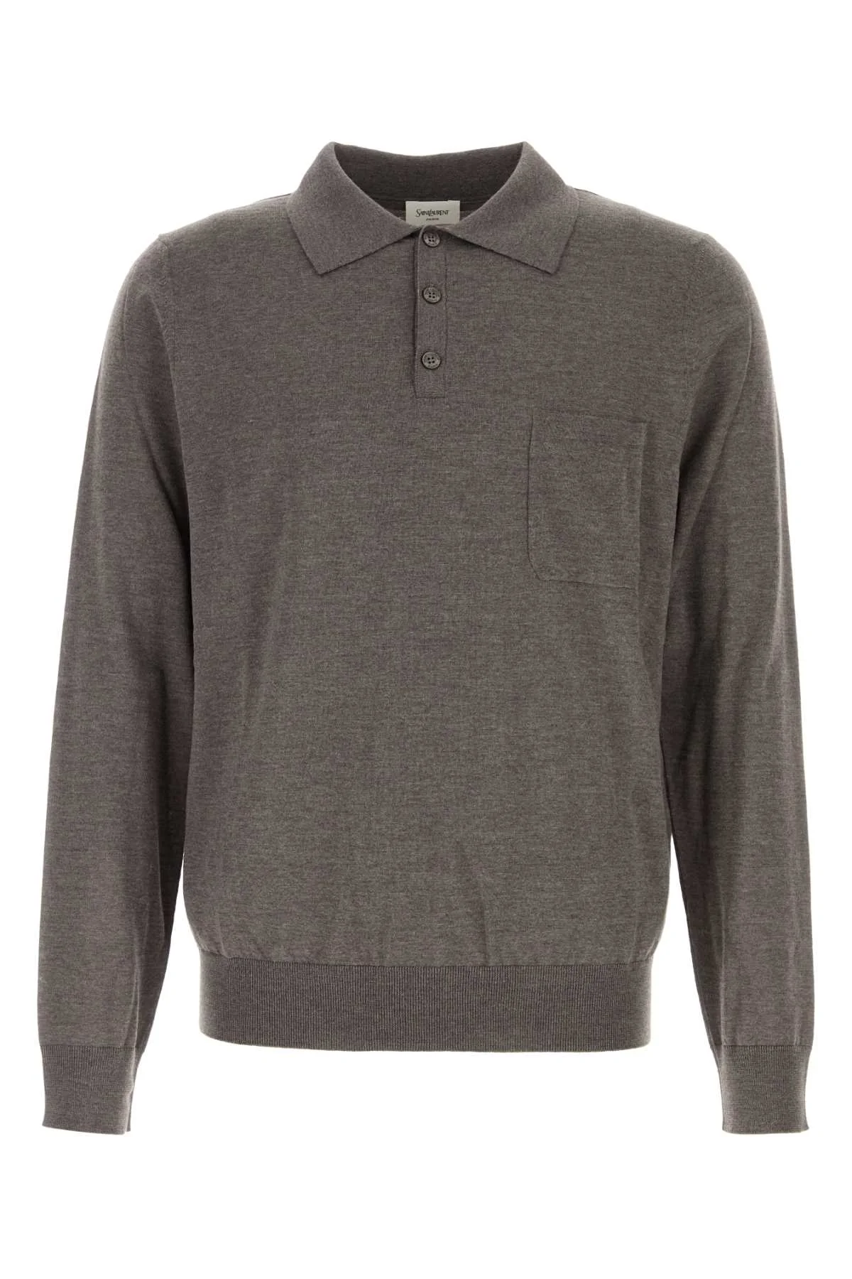 Saint Laurent Men Grey Wool Polo Shirt - 1