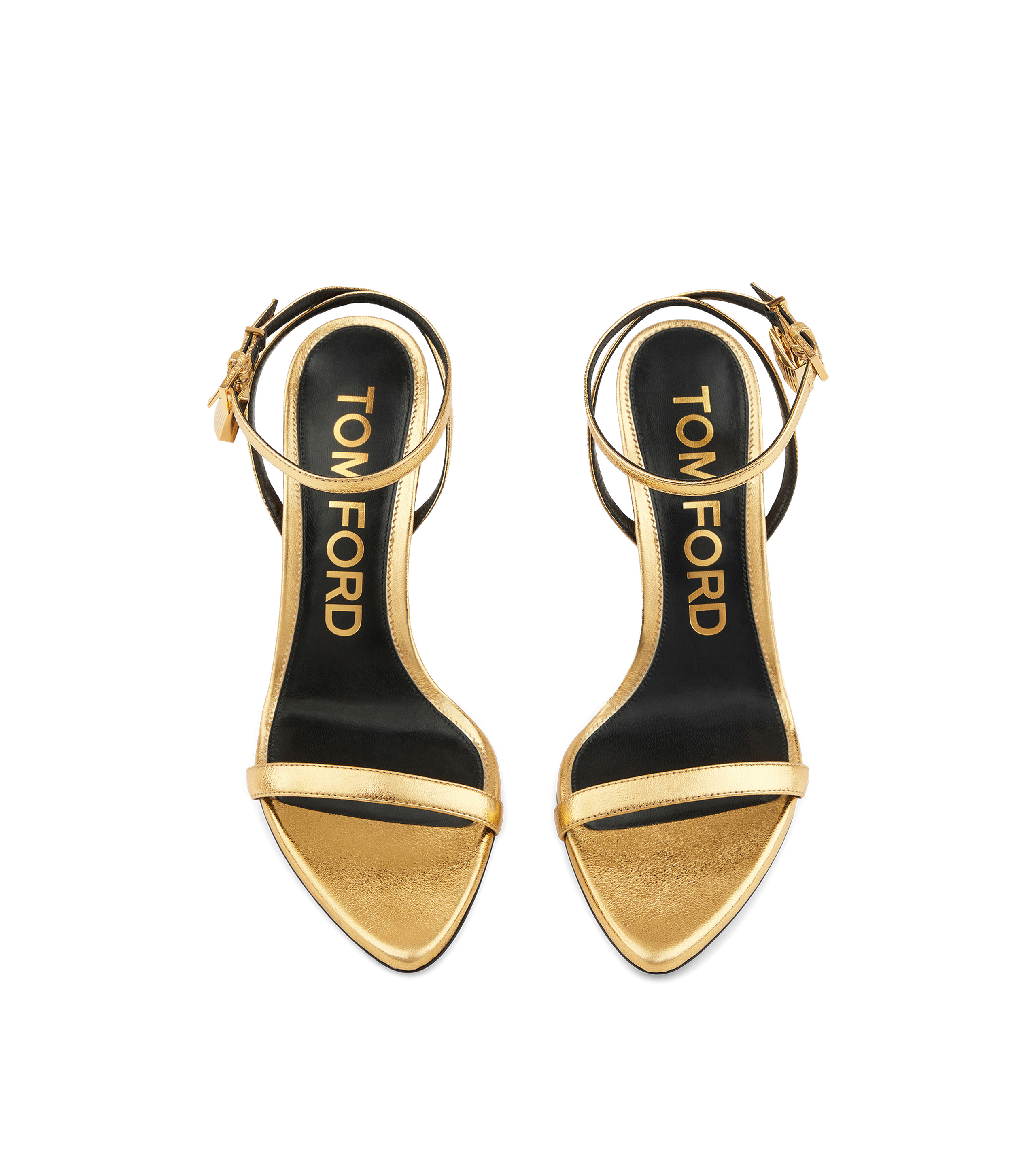 LAMINATED NAPPA LEATHER PADLOCK POINTY NAKED SANDAL 85MM - 4