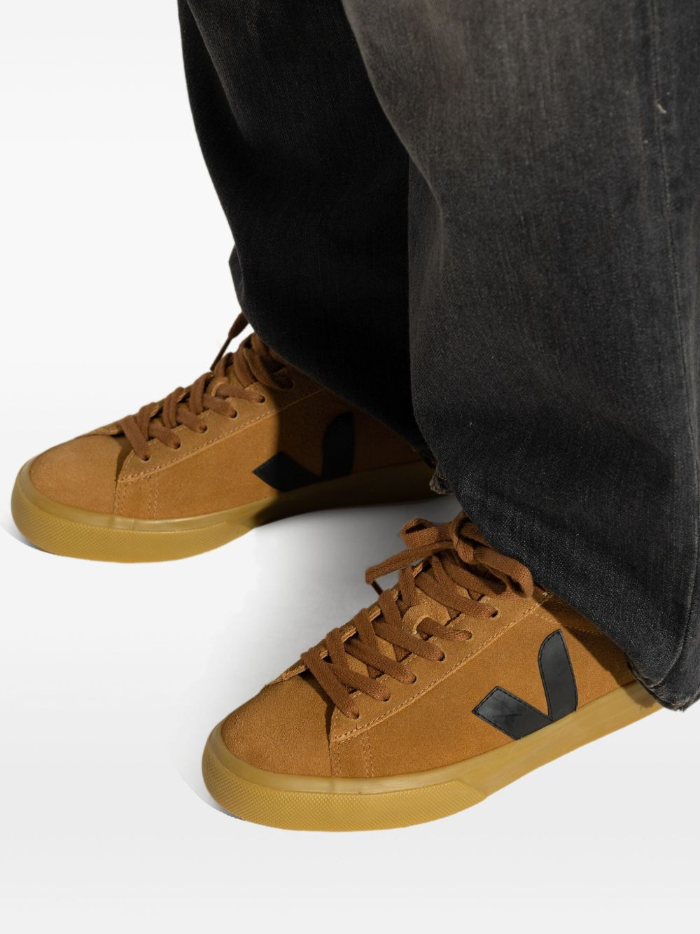 suede leather V-logo sneakers - 5