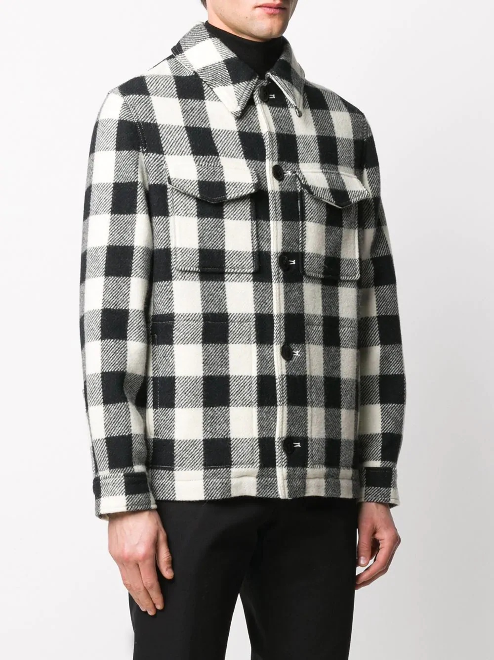 checked buttoned jacket - 3