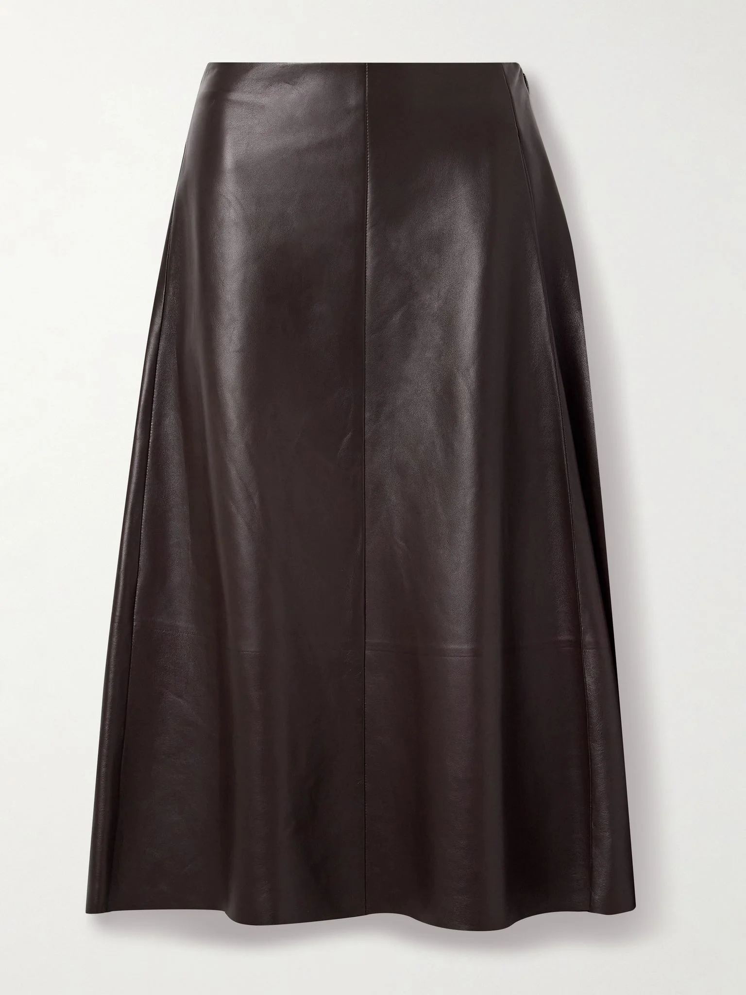 Hedora pleated paneled leather skirt Dark brown - 1