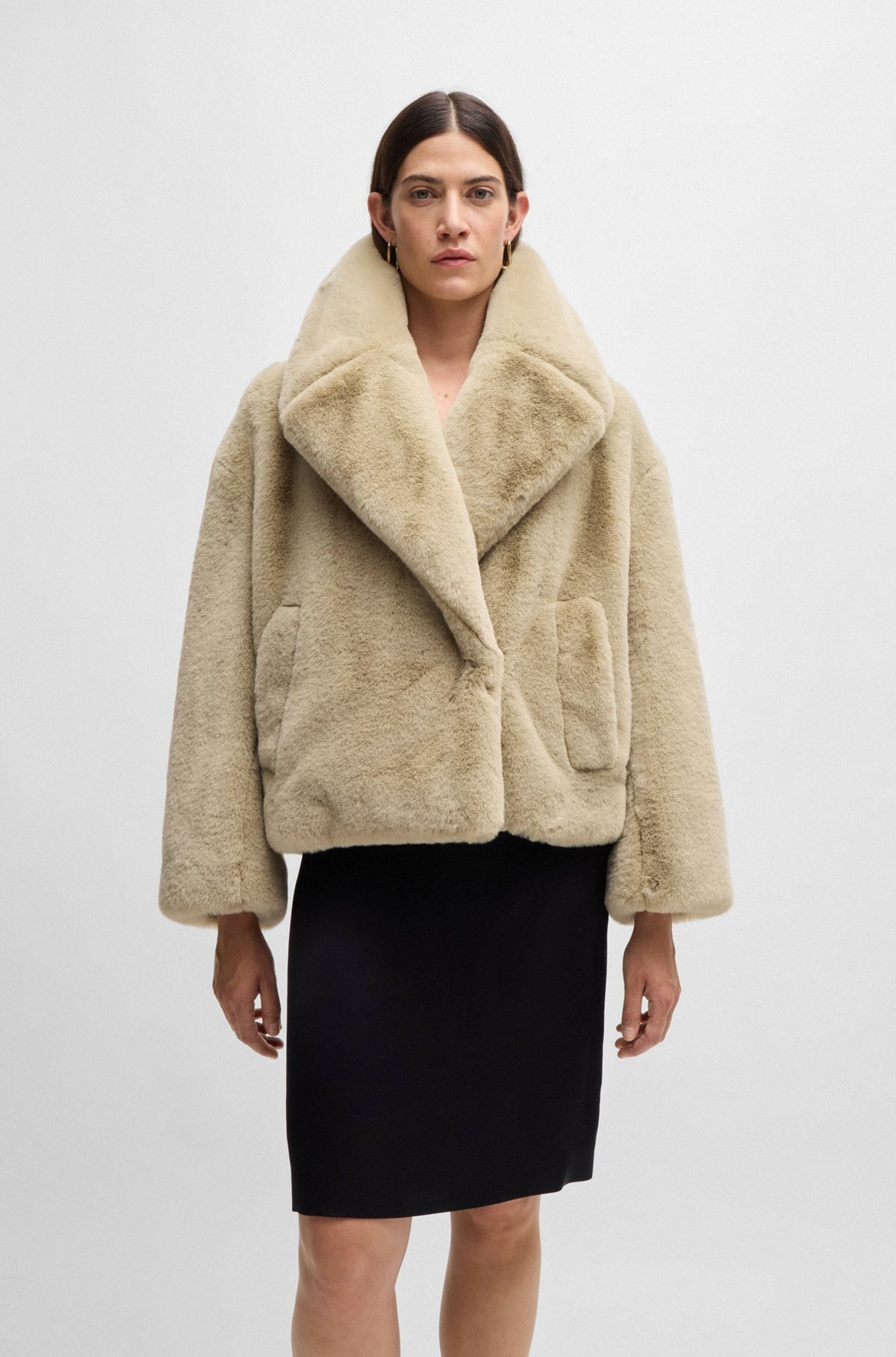 CROPPED COAT IN PLUSH TEDDY FABRIC - 2