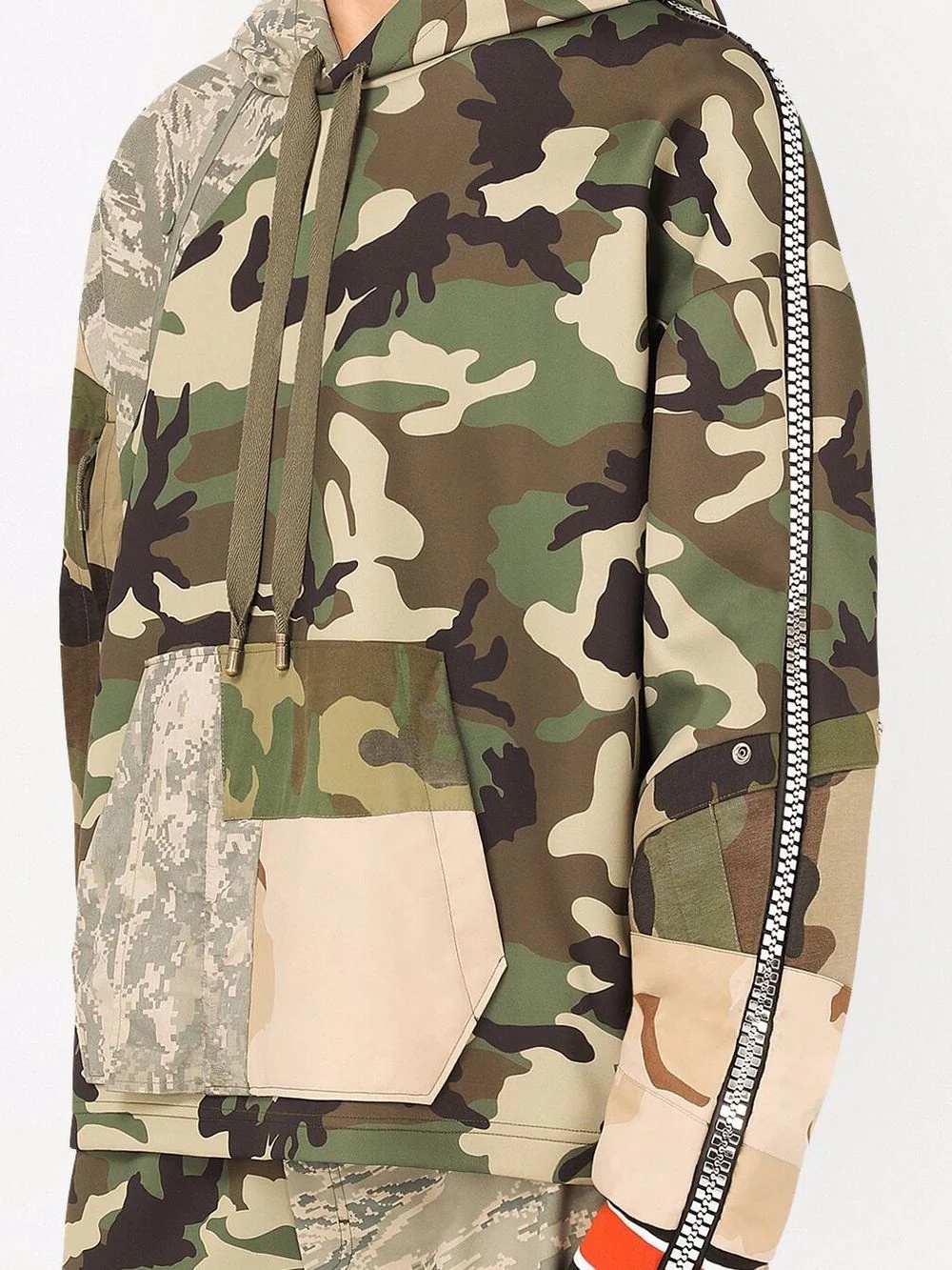 patchwork camouflage-print hoodie - 5