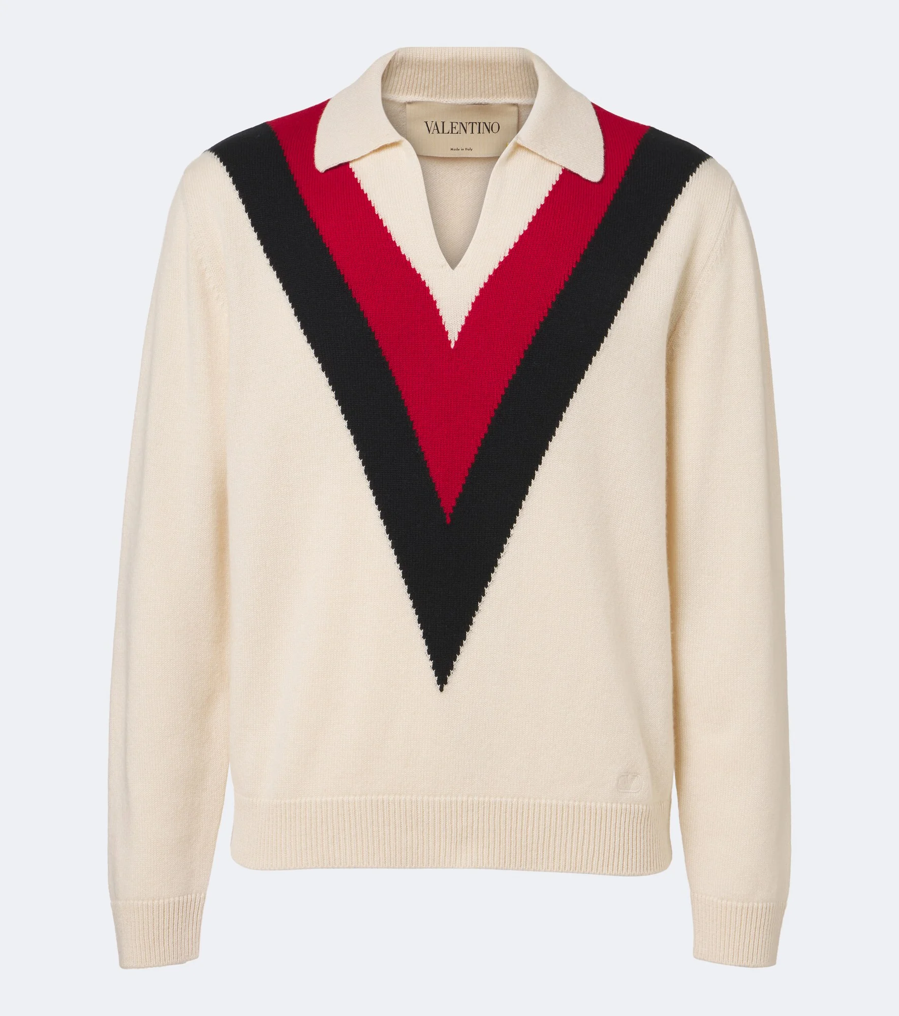 Jacquard cashmere polo sweater - 1
