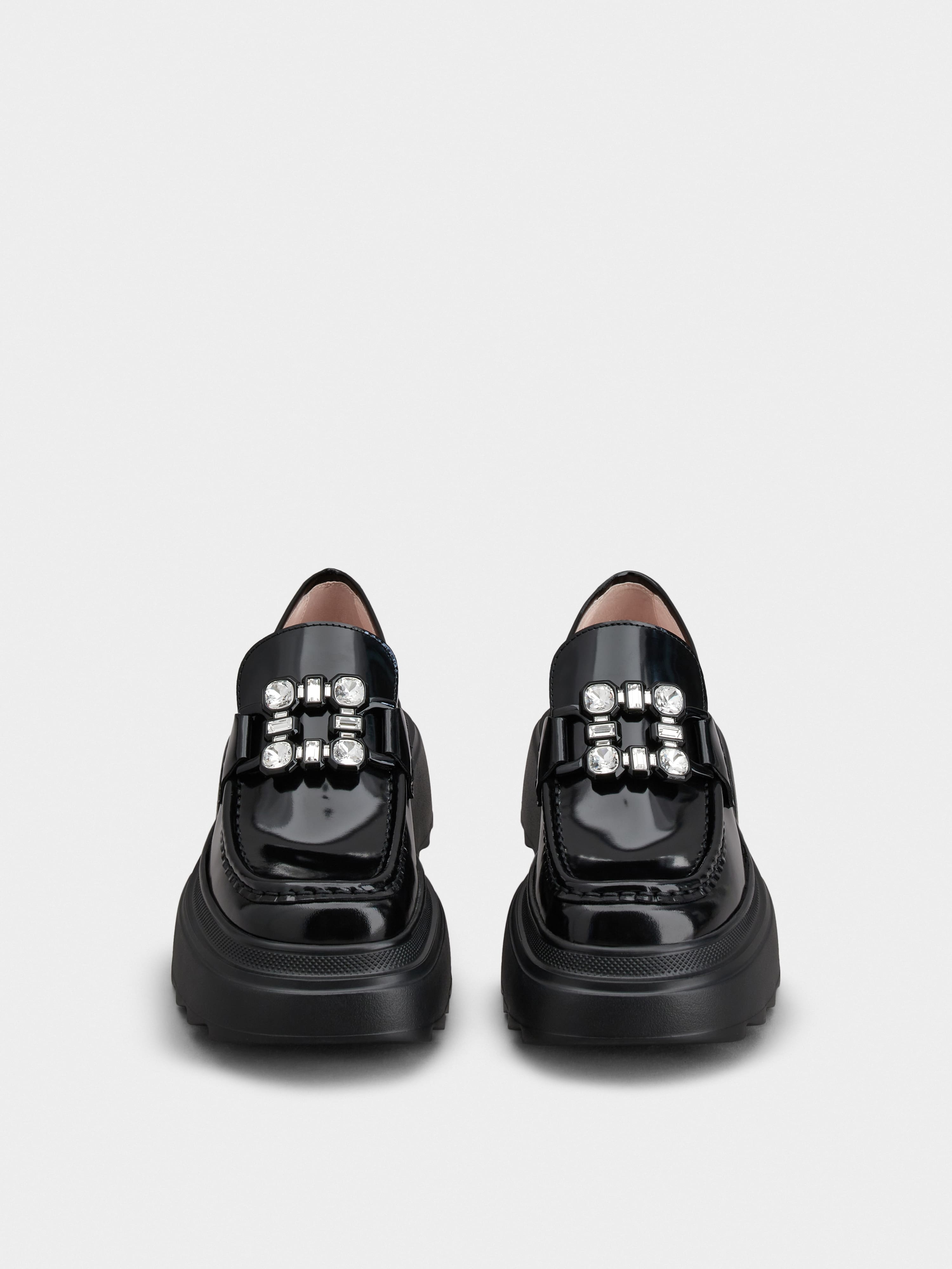 Wallaviv Strass Buckle Loafers in Leather - 7
